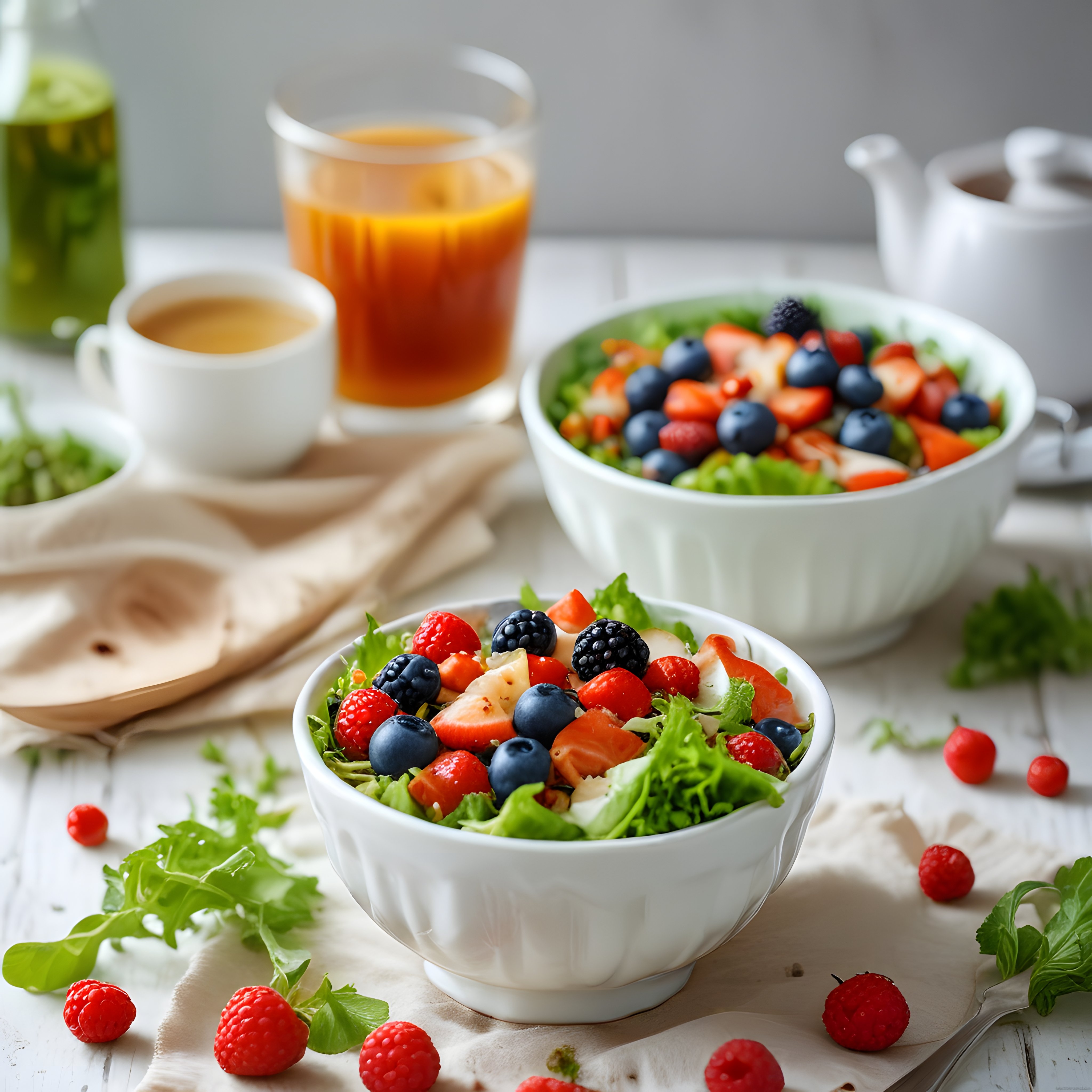 Vitamin Deposu Meyve Salatası ve Sıcacık Çay ile Keyifli Bir Kahvaltı Masası