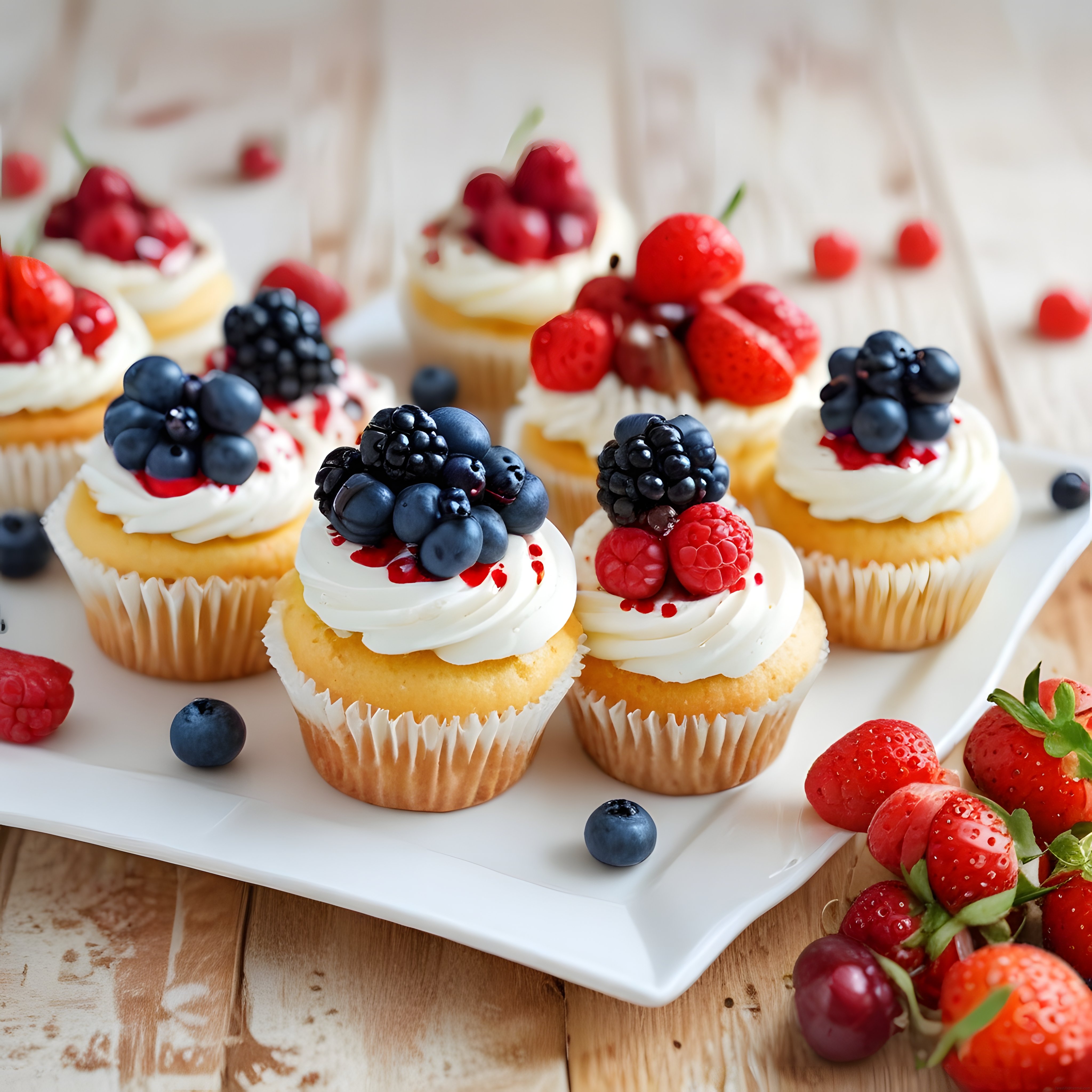 Vitaminli Orman Meyveleriyle Süslenmiş Ev Yapımı Cupcake'ler: Görsel Şölen
