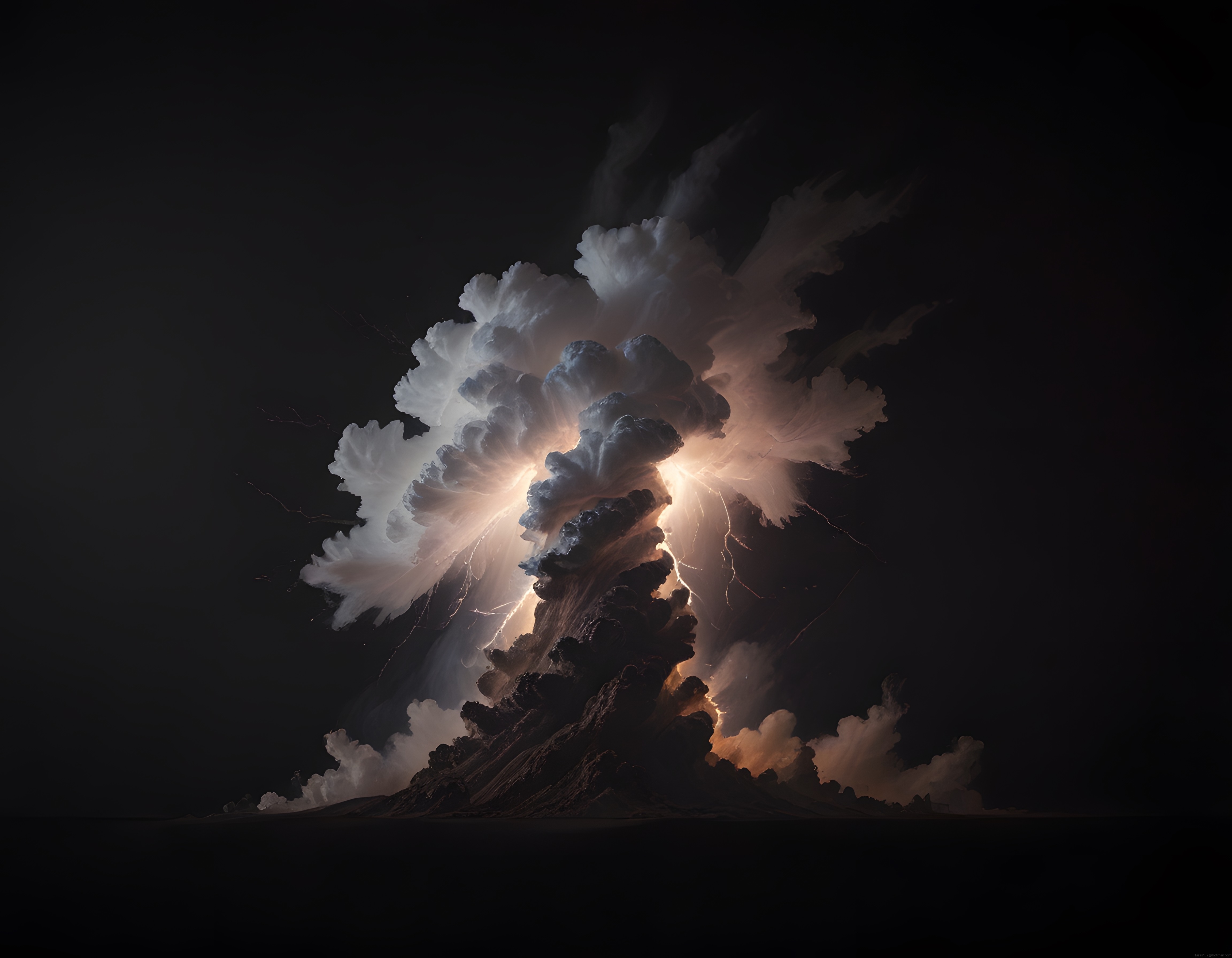 Volkanın Küllerinden Doğan Yıldırım Fırtınası ve Gizemli Gece Atmosferi