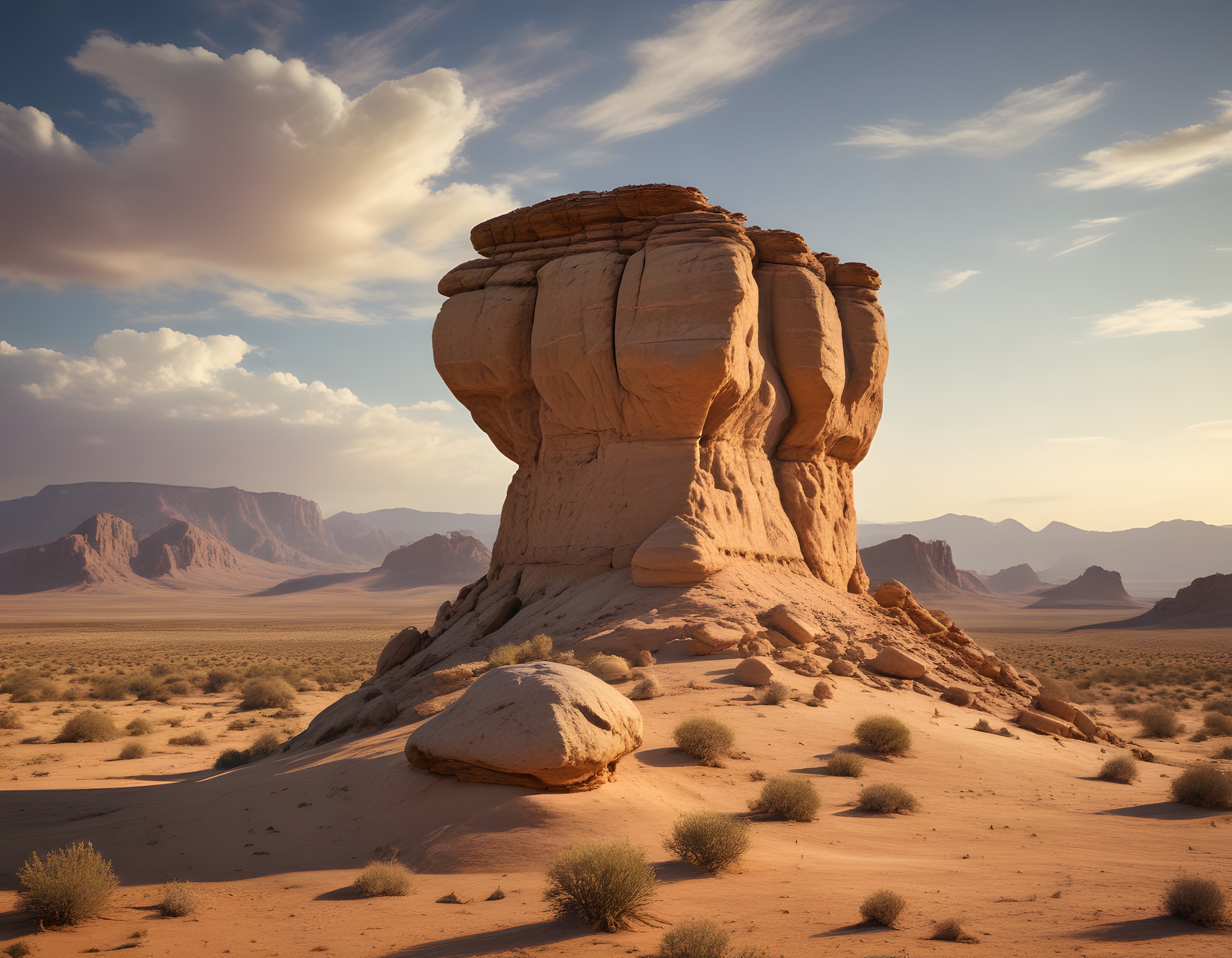 Wadi Rum Tarzı Çöl Manzarasında Yükselen Eşsiz Kaya Formasyonu