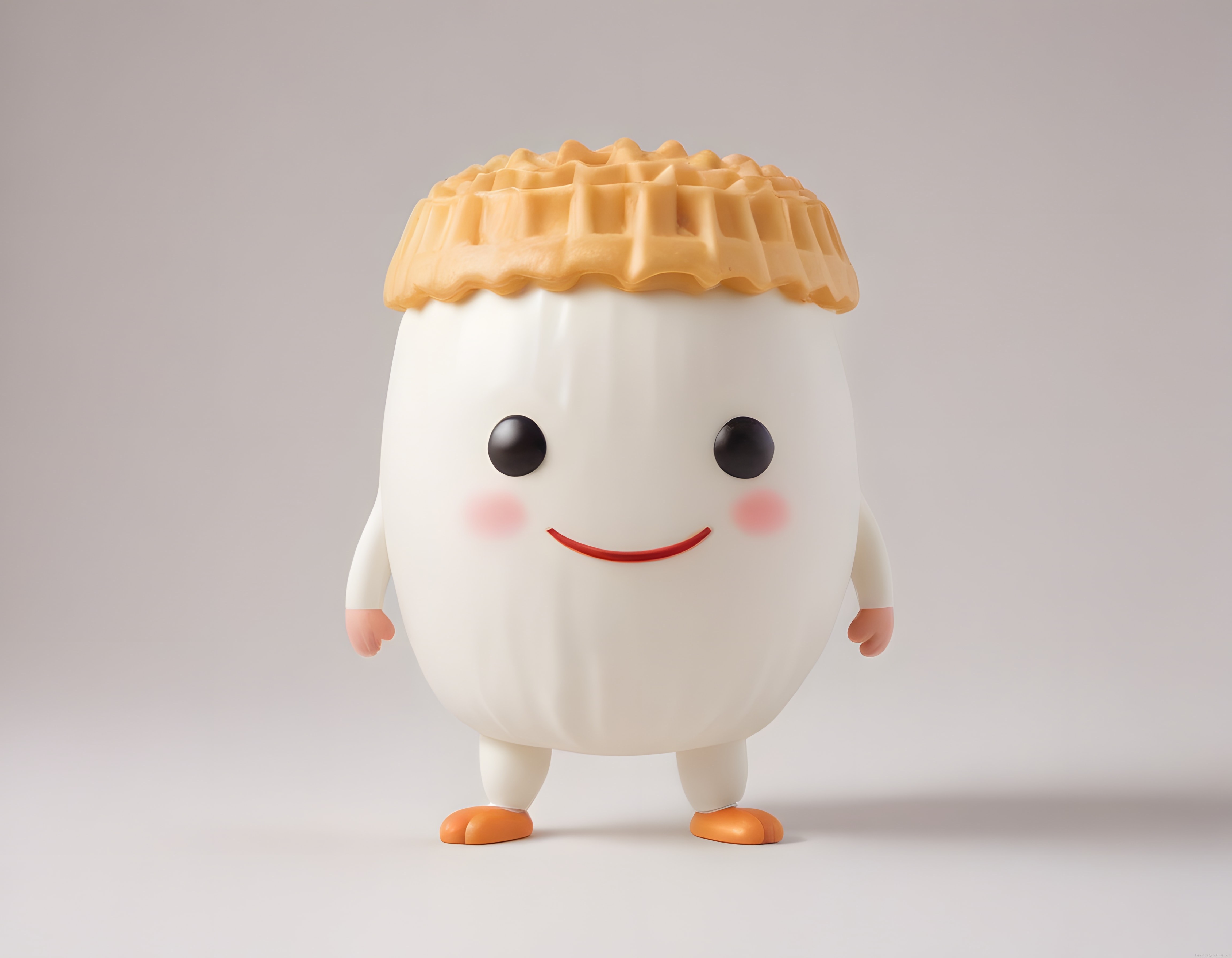 Waffle Şapkalı Sevimli 3D Yumurta Karakter ve Çizgi Film Maskot Tasarımı