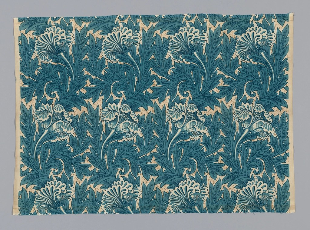 William Morris Tarzı Vintage Bitki Desenli Kumaş ve Duvar Kağıdı Motifi
