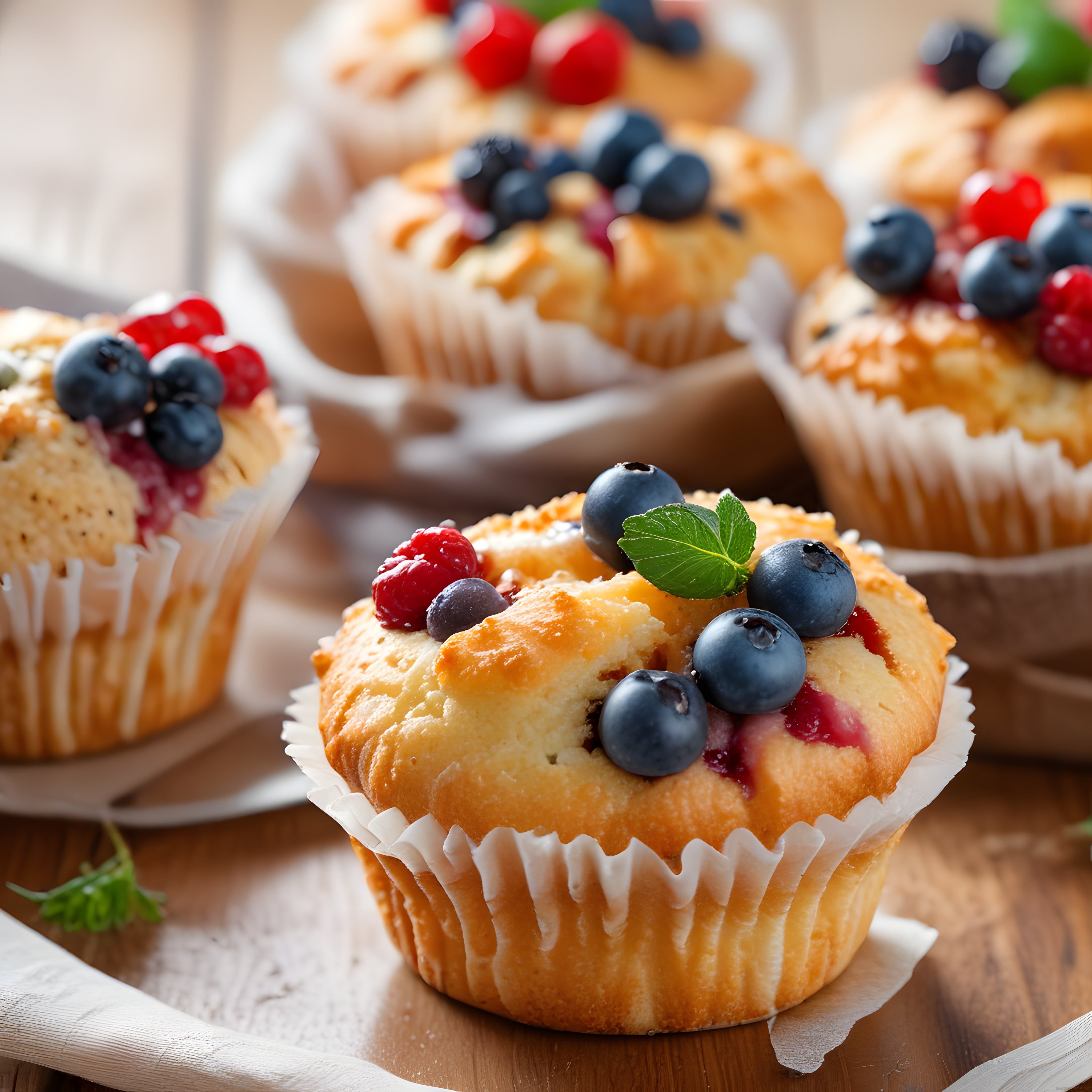Yaban Mersini ve Ahududu Süslü Ev Yapımı Muffin Tarifi ve Sunum Fikirleri