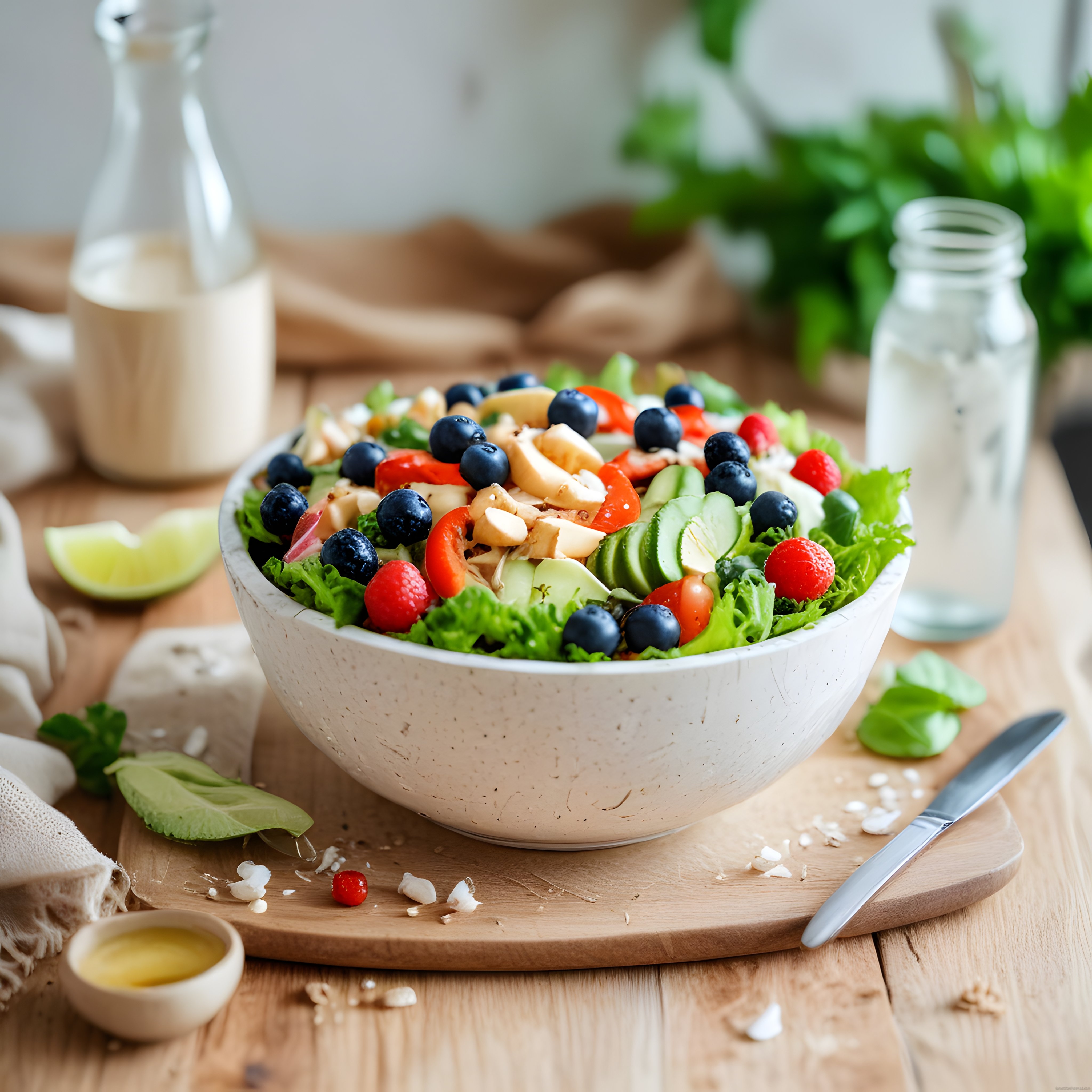 Yaban Mersini ve Ahududulu Taze Salata Kasesi: Sağlıklı ve Renkli Beslenme