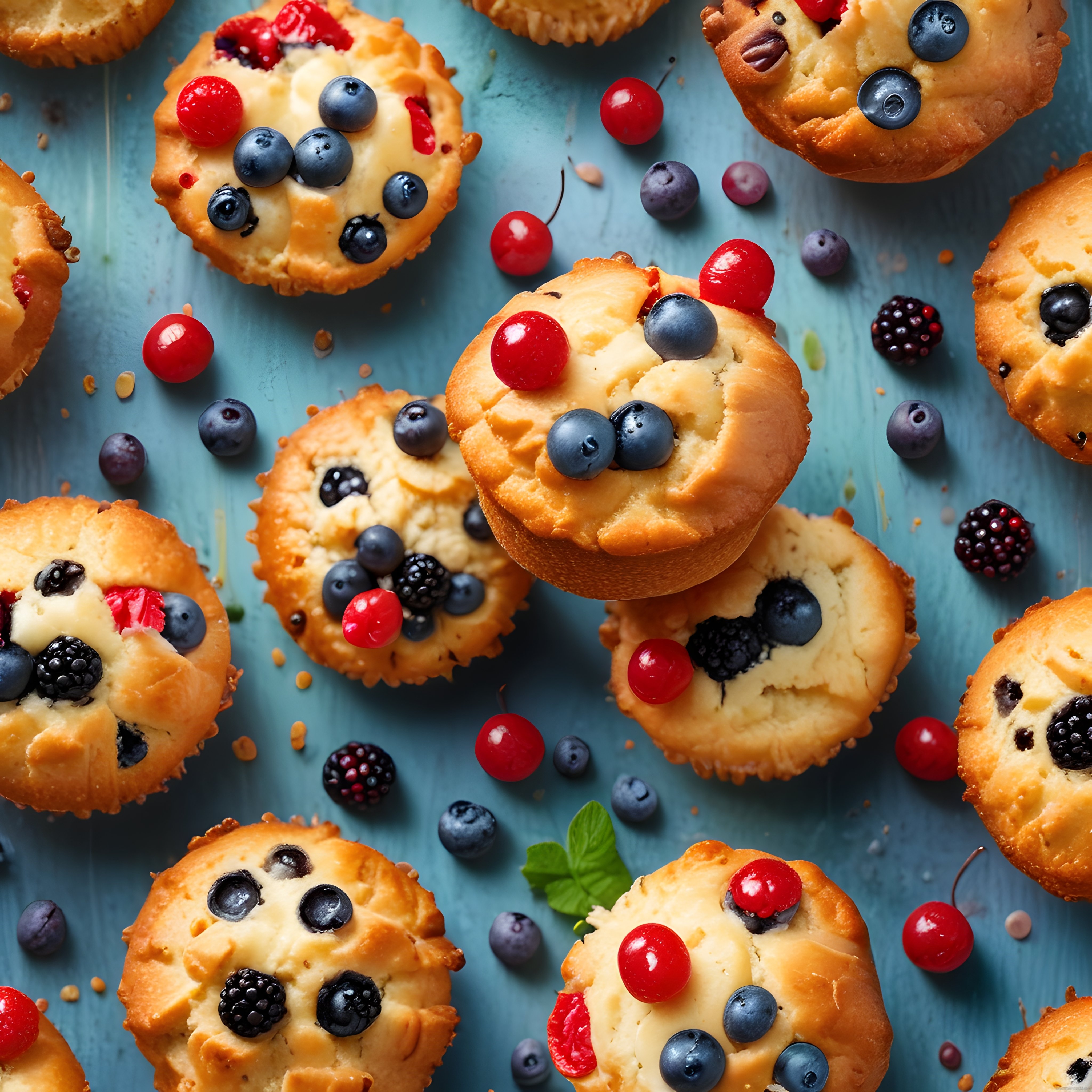 Yaban Mersini ve Böğürtlenli Taptaze Muffinler: Renkli Lezzet Şöleni