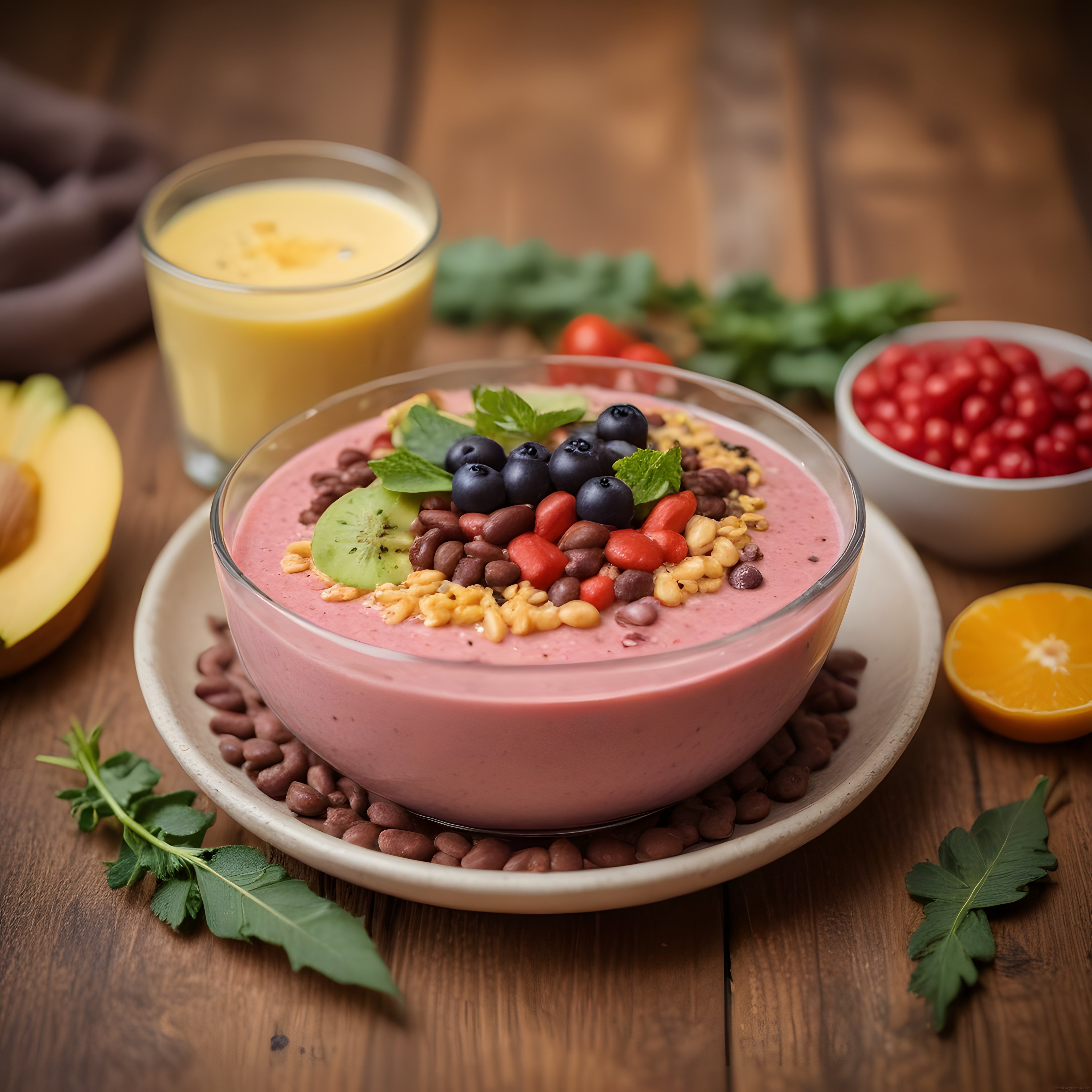 Yaban Mersini ve Kivili Süper Lezzetli Smoothie Bowl Kahvaltı Sunumu