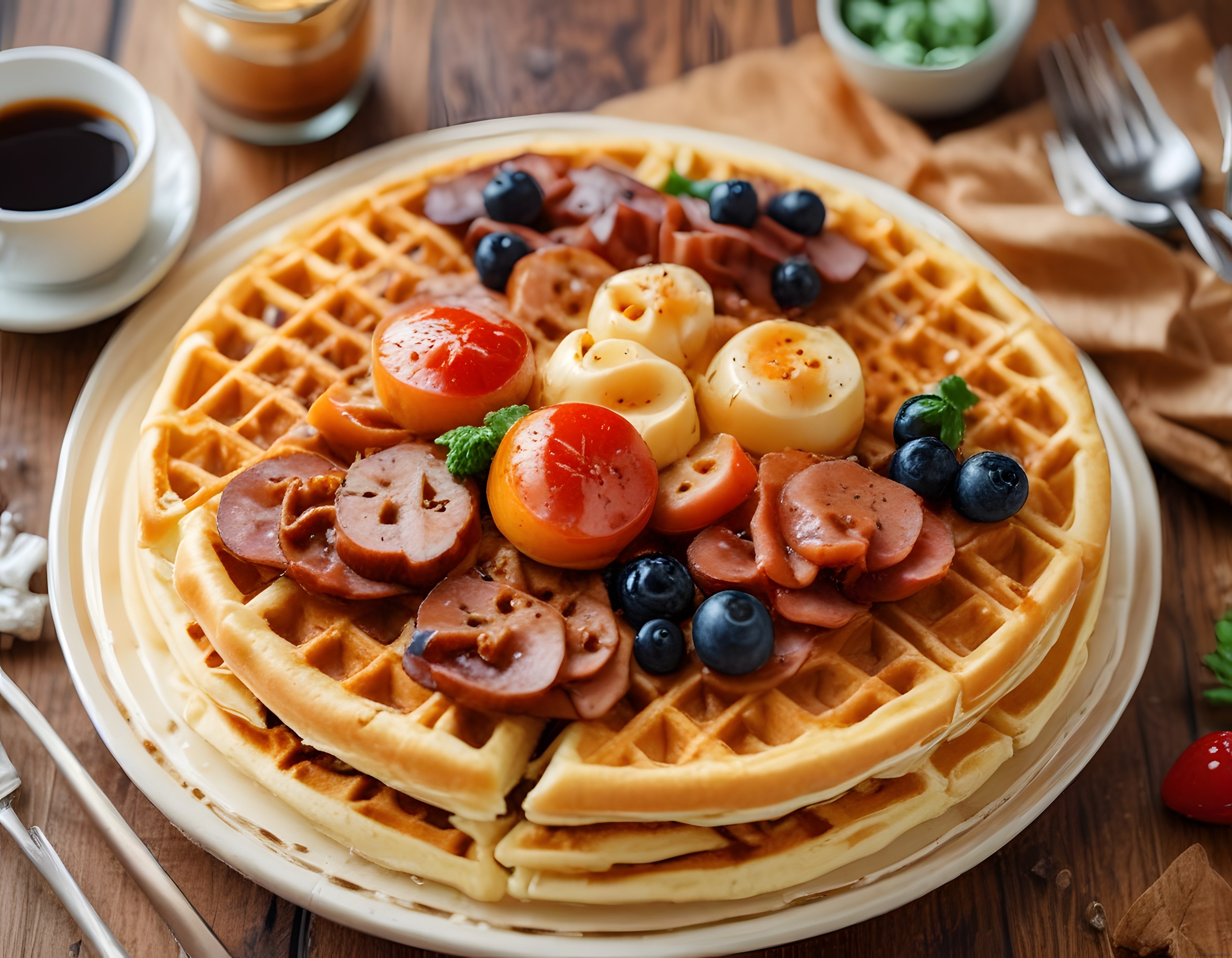 Yaban Mersini ve Muzlu Waffle Tabağı: Kahvaltı Keyfi İçin Lezzetli Sunum