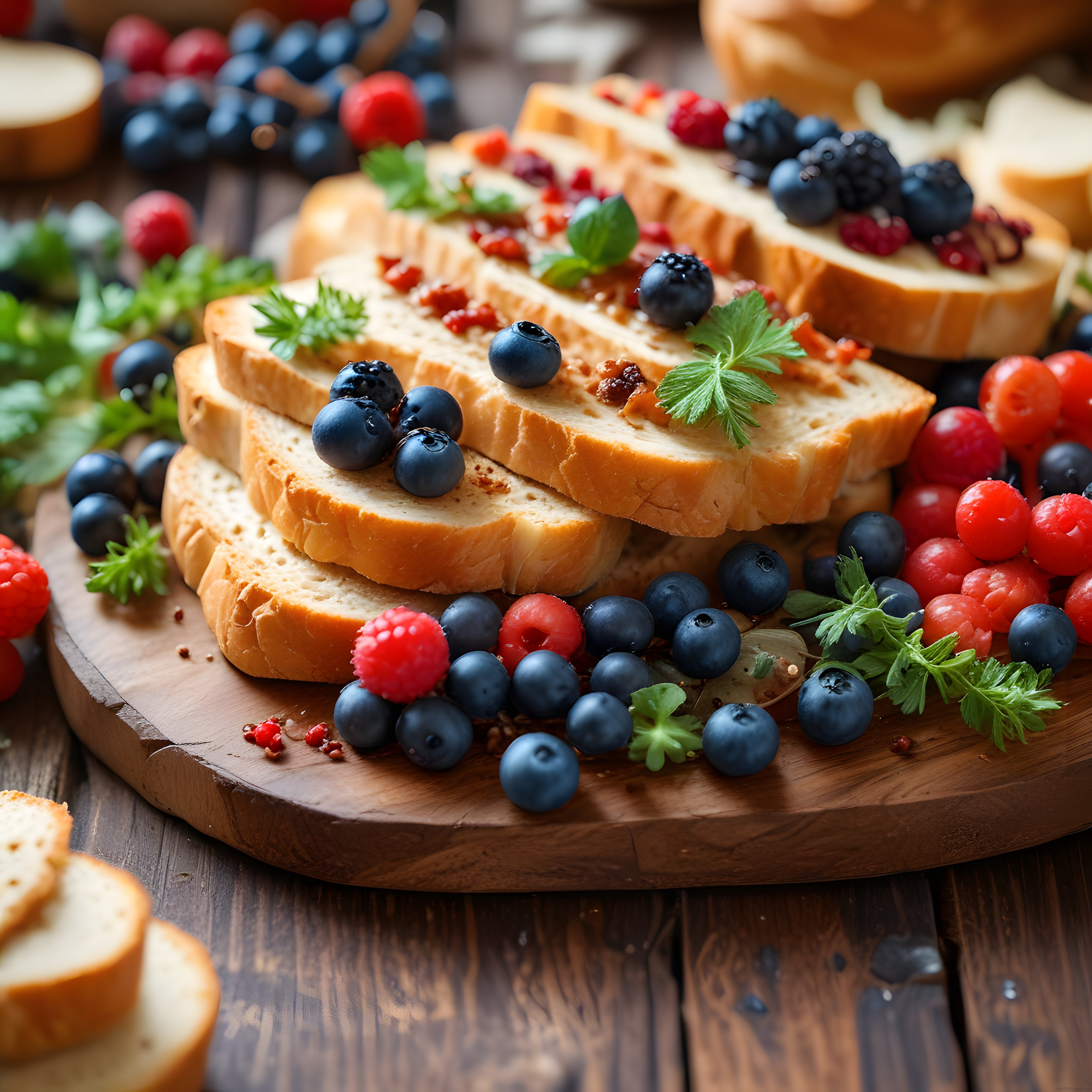 Yaban Mersini ve Taze Ahududulu Ekmek Dilimleriyle Nefis Kahvaltı Sunumu