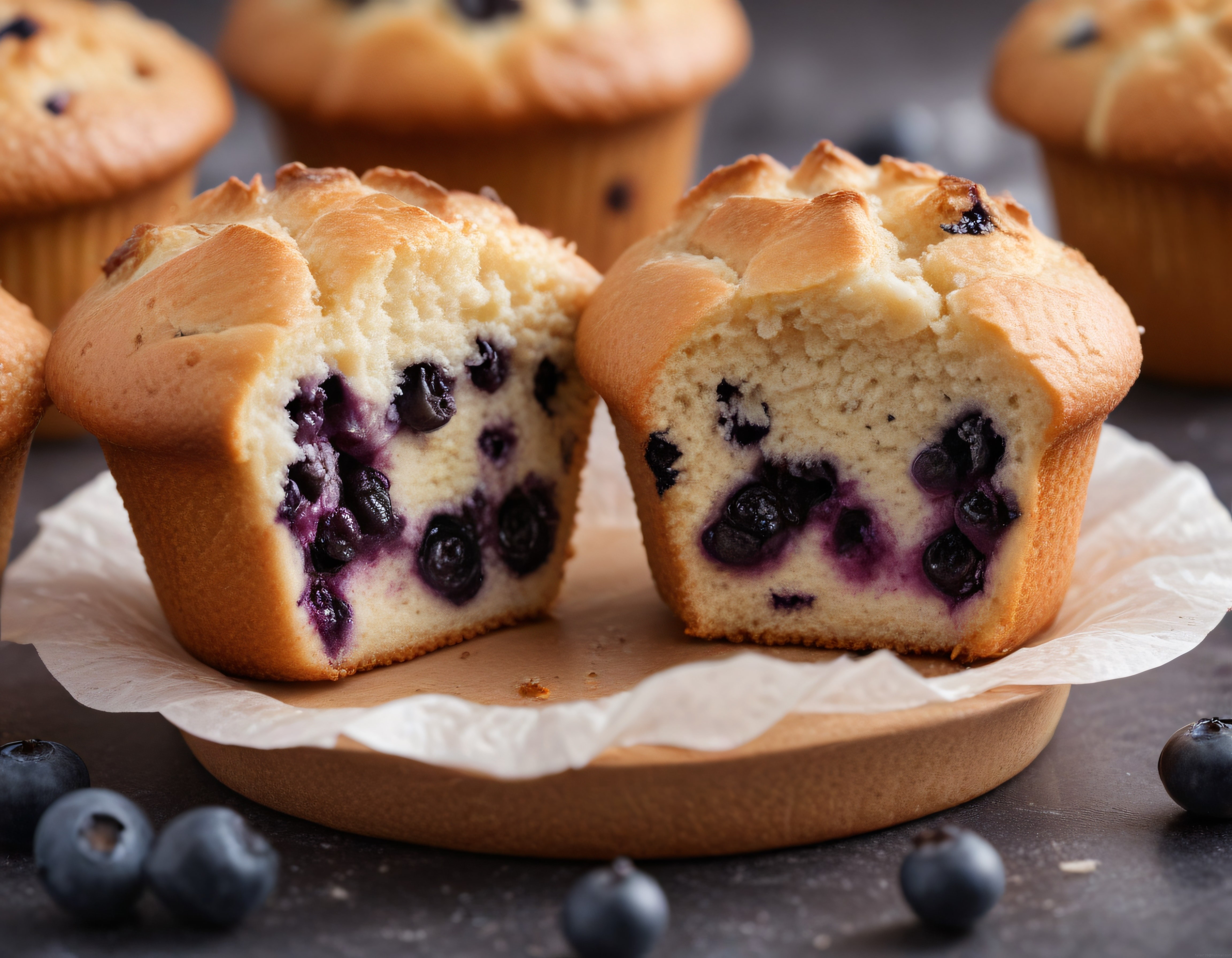 Yaban Mersinli Muffinler: Fırından Yeni Çıkmış ve Nefis Görünümlü