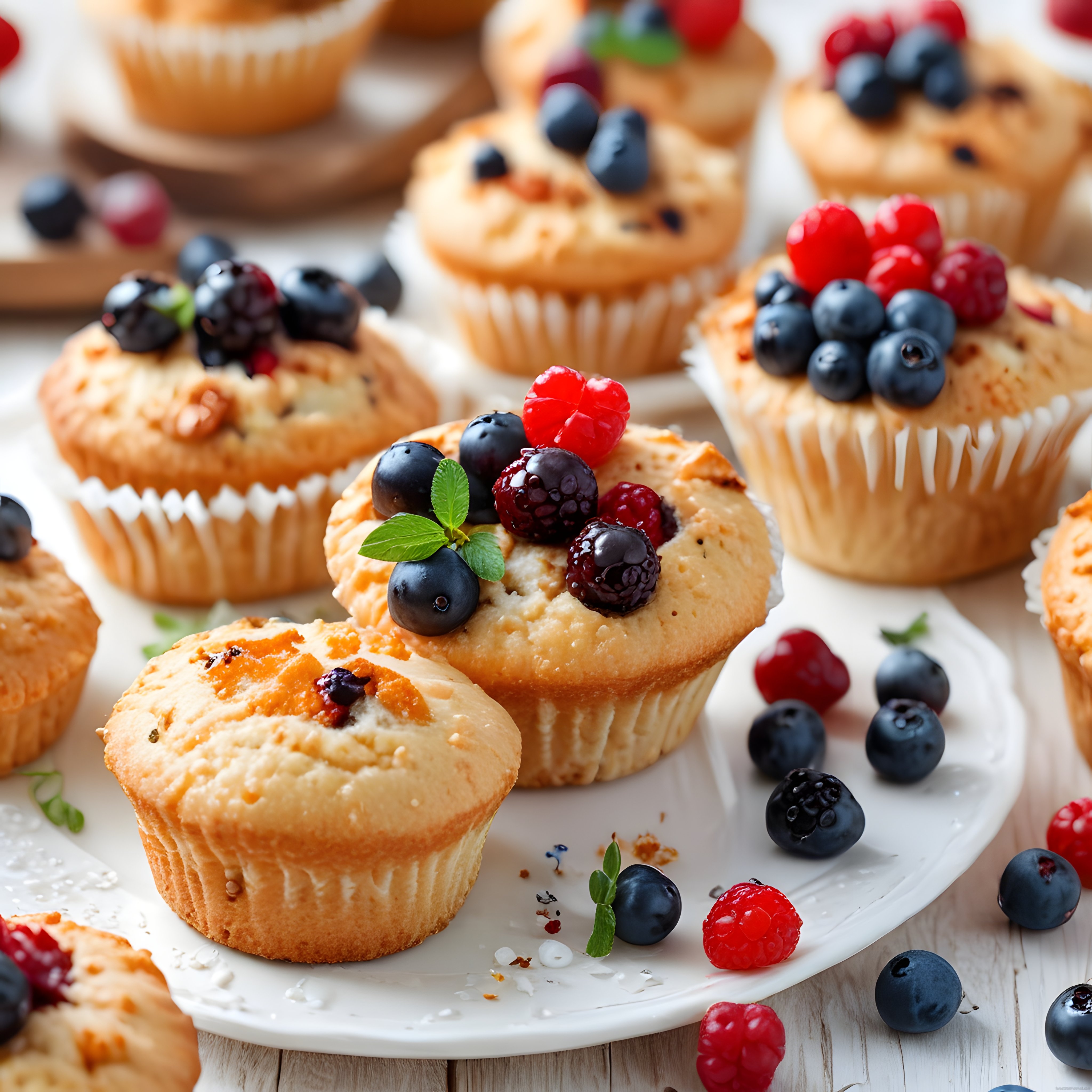Yaban Mersinli ve Böğürtlenli Muffin: Ev Yapımı Orman Meyveli Tatlı Sunumu