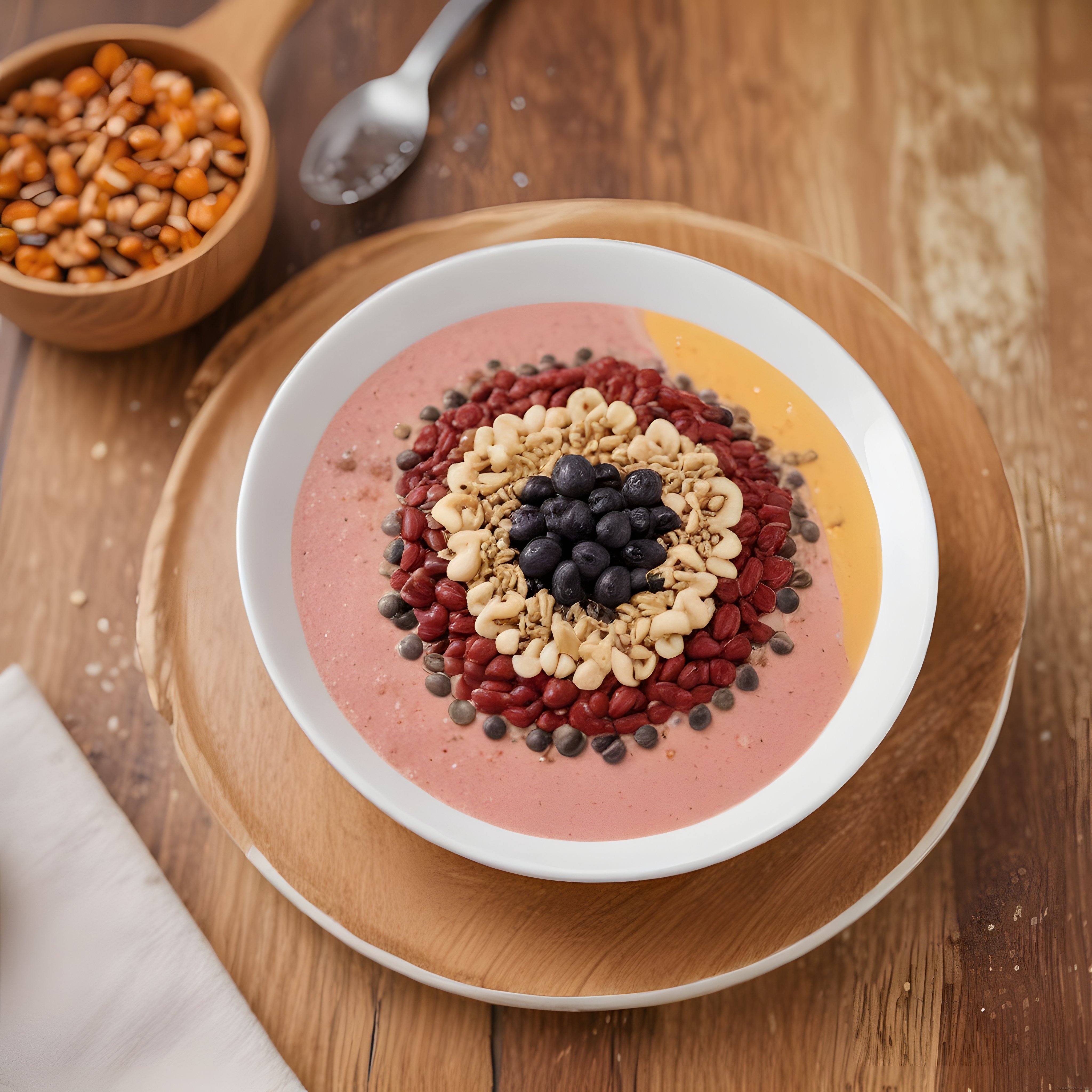 Yaban Mersinli ve Goji Berryli Sağlıklı Smoothie Bowl Kahvaltı Sunumu