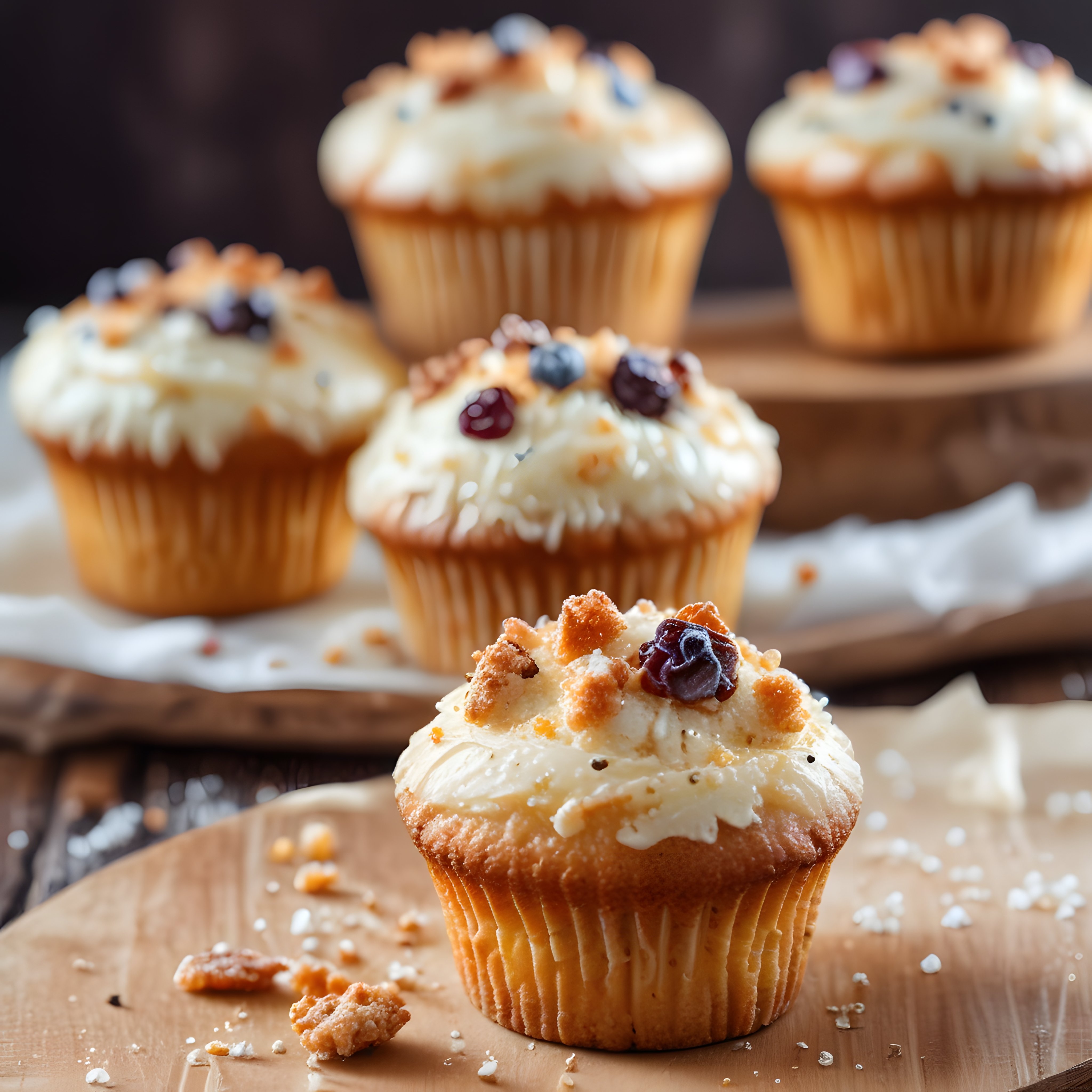 Yaban Mersinli ve Krema Süslü Cupcakeler: Rustik Tatlı Sunumu ve Tarif