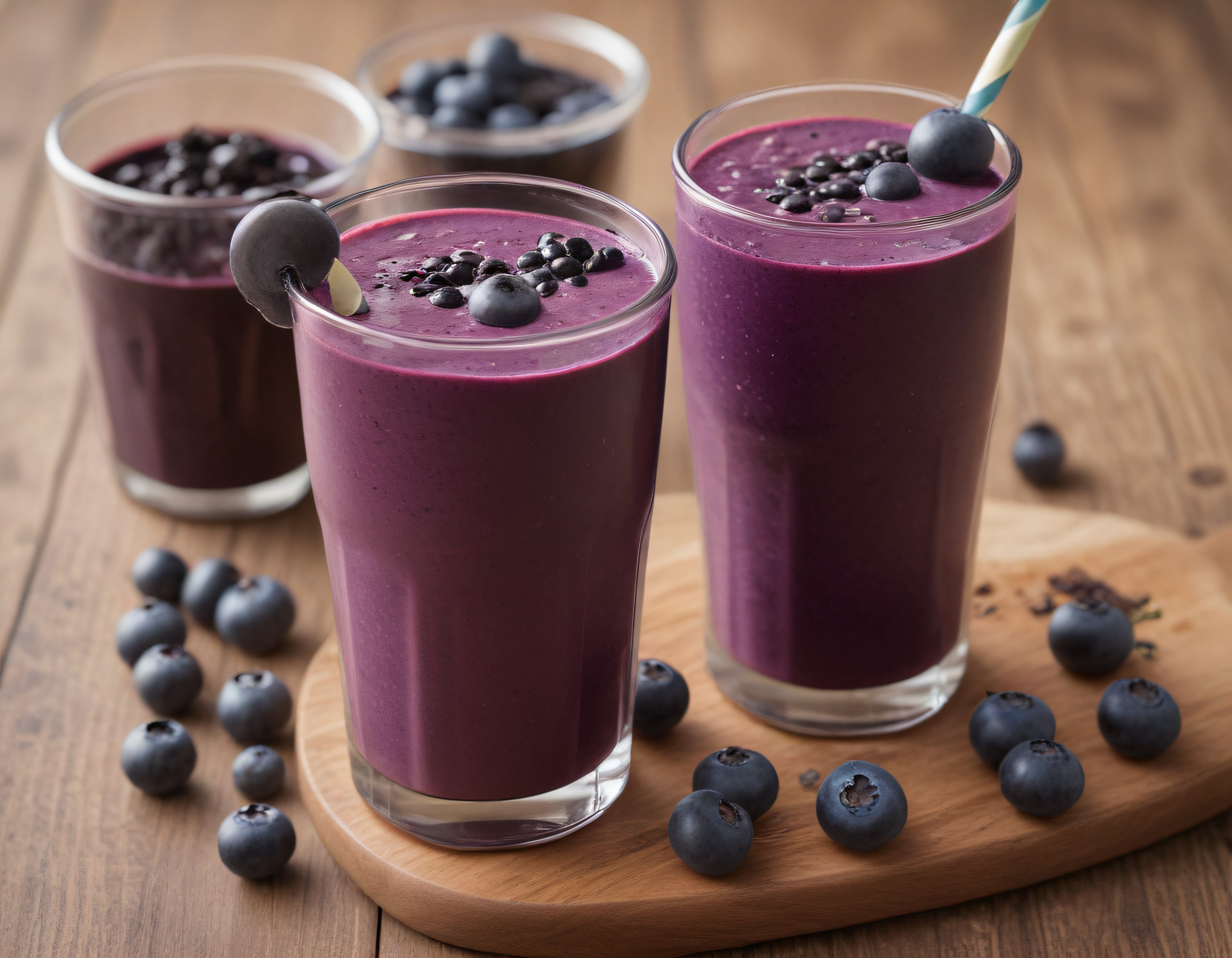 Yaban Mersinli Vitamin Deposu Smoothie Sunumu ve Taze Orman Meyveleri