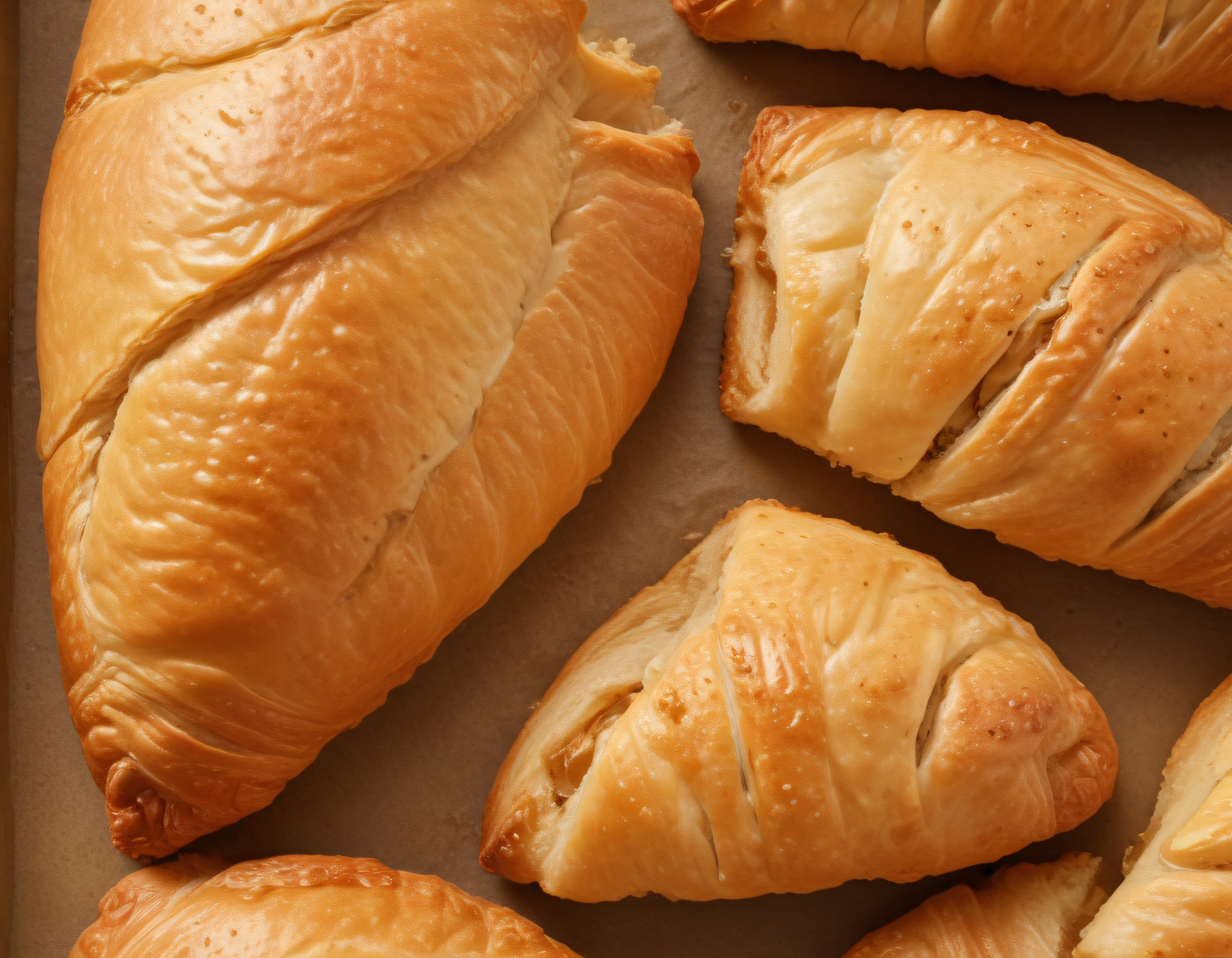 Yağlı Kağıt Üzerinde Sıcacık Fırın Çıtır Börek ve Poğaça Çeşitleri
