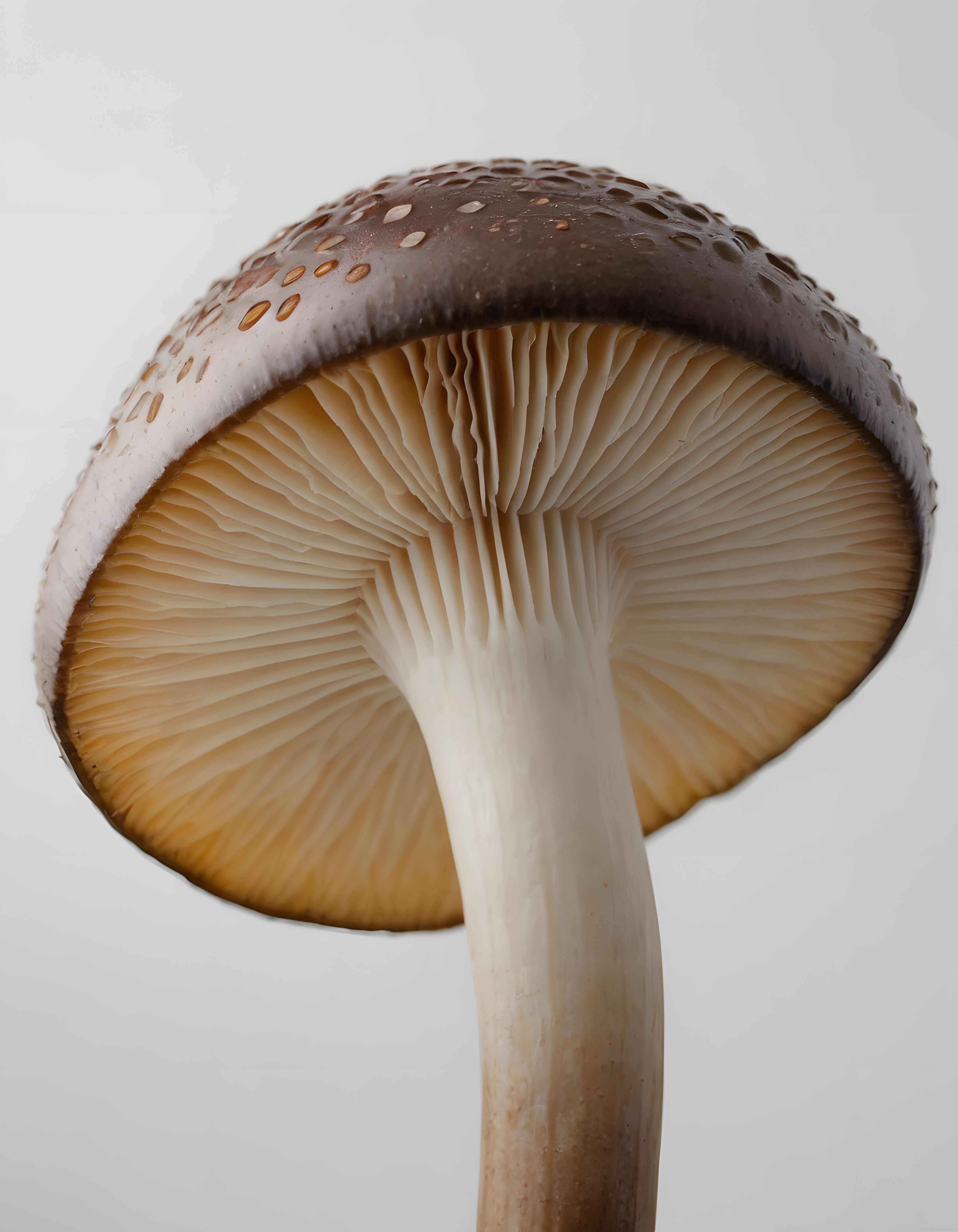 Yalıtılmış Beyaz Fonda Yenilebilir Mantarın Alt Açıdan Makro Görüntüsü