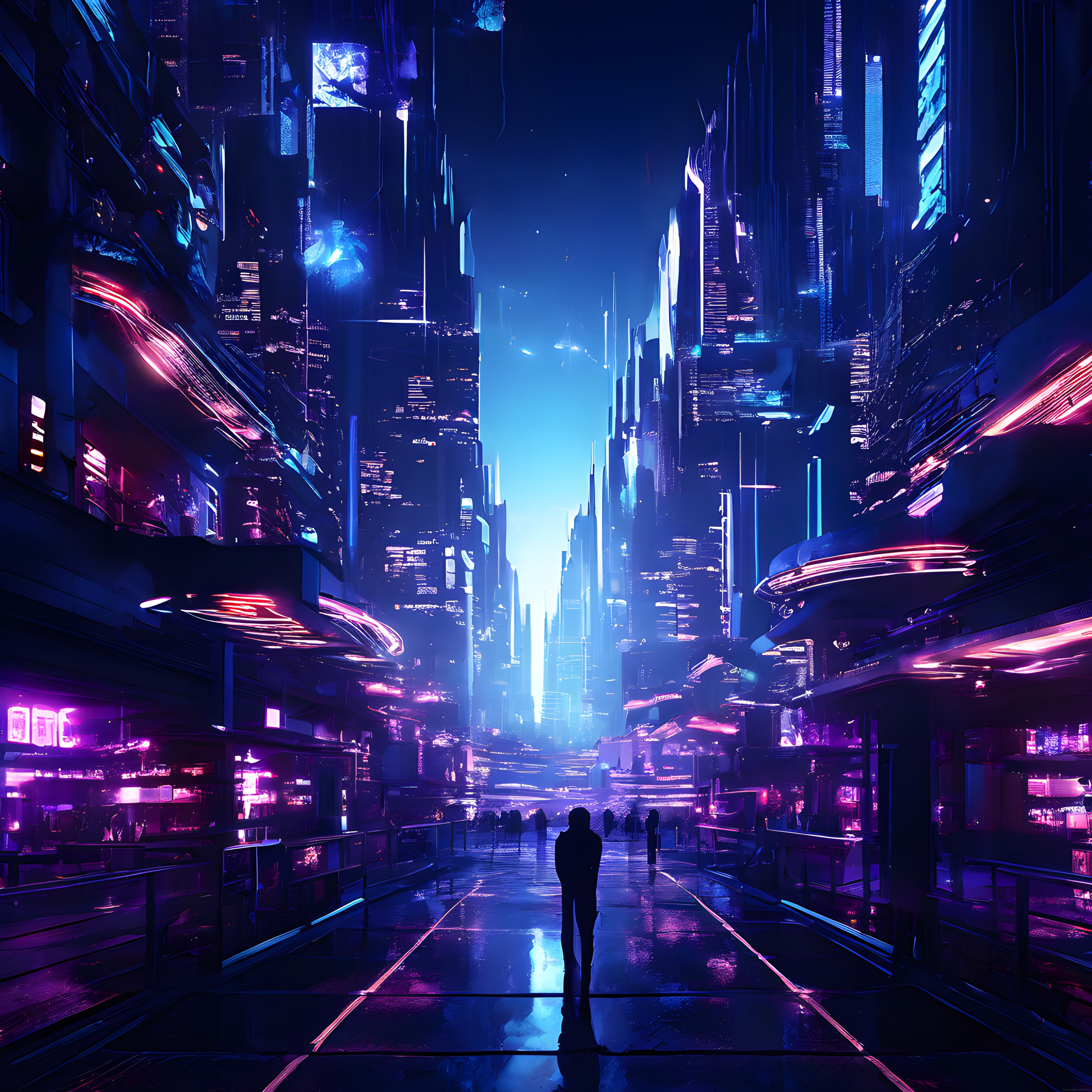 Yalnız Yolcu: Neon Işıklarla Aydınlanan Geleceğin Cyberpunk Şehri