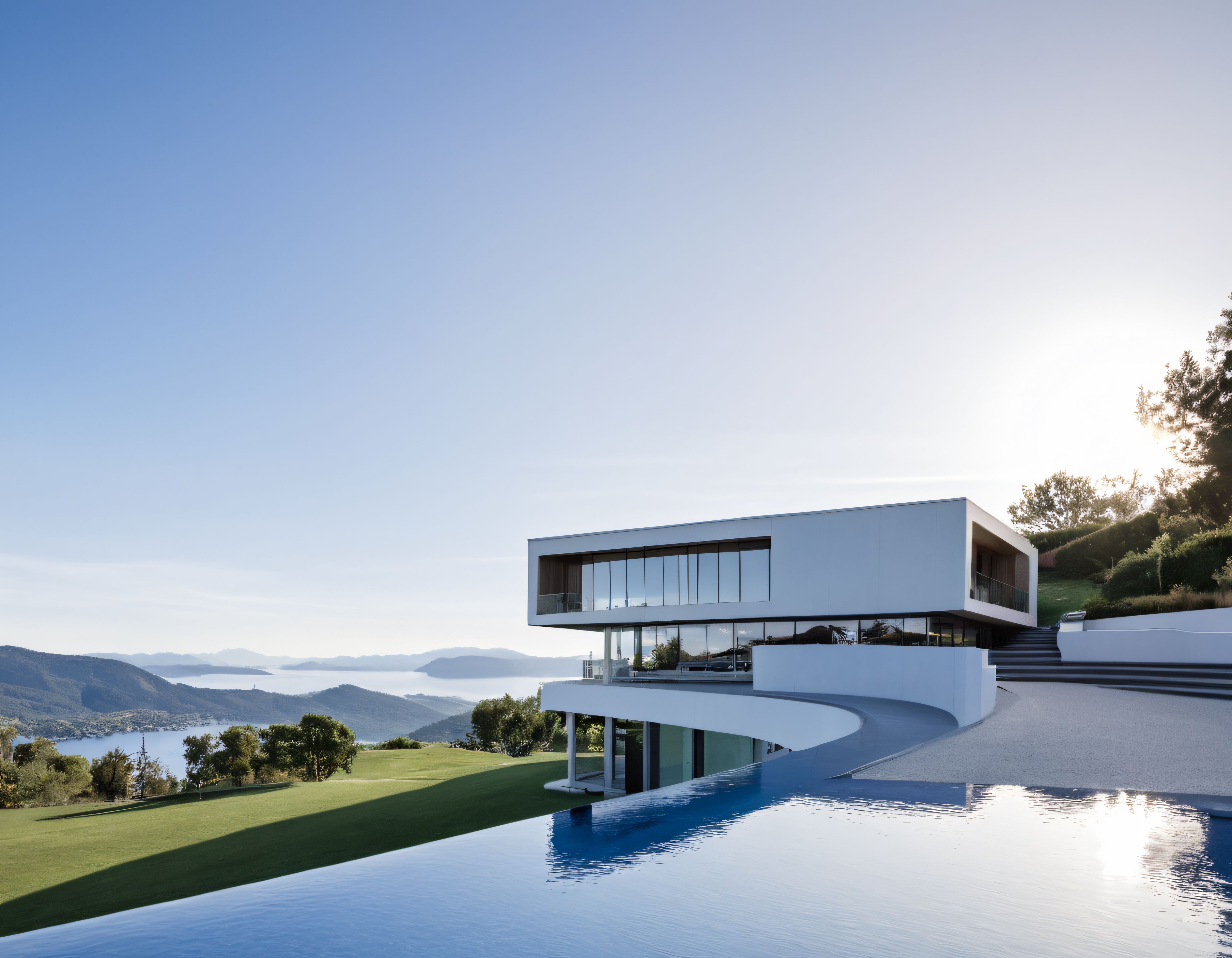 Yamaç Üzerindeki Cam Cepheli Lüks Modern Villa ve Eşsiz Deniz Manzarası