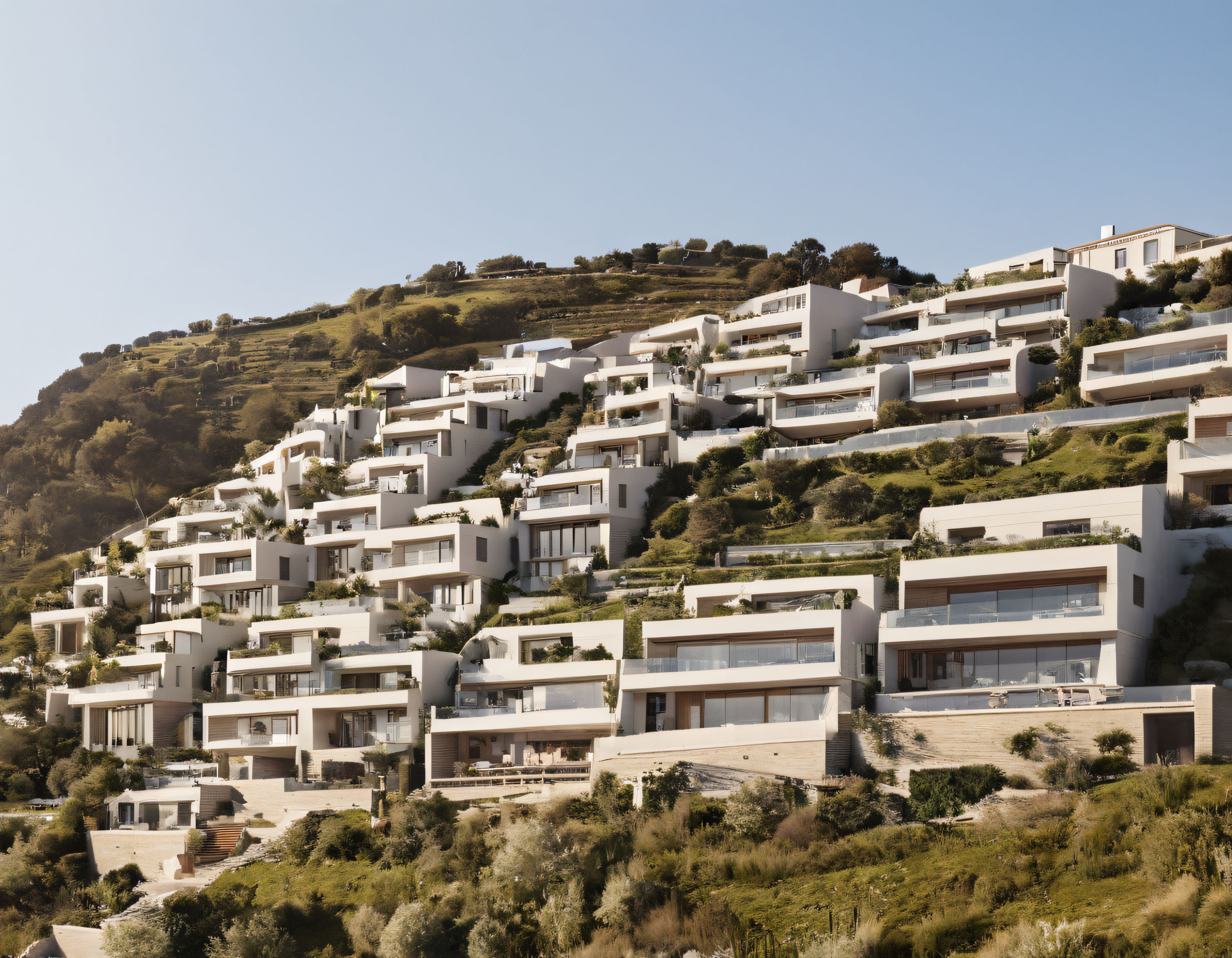 Yamaçta Teras Teras Uzanan Modern Lüks Villa Kompleksi ve Mimarisi