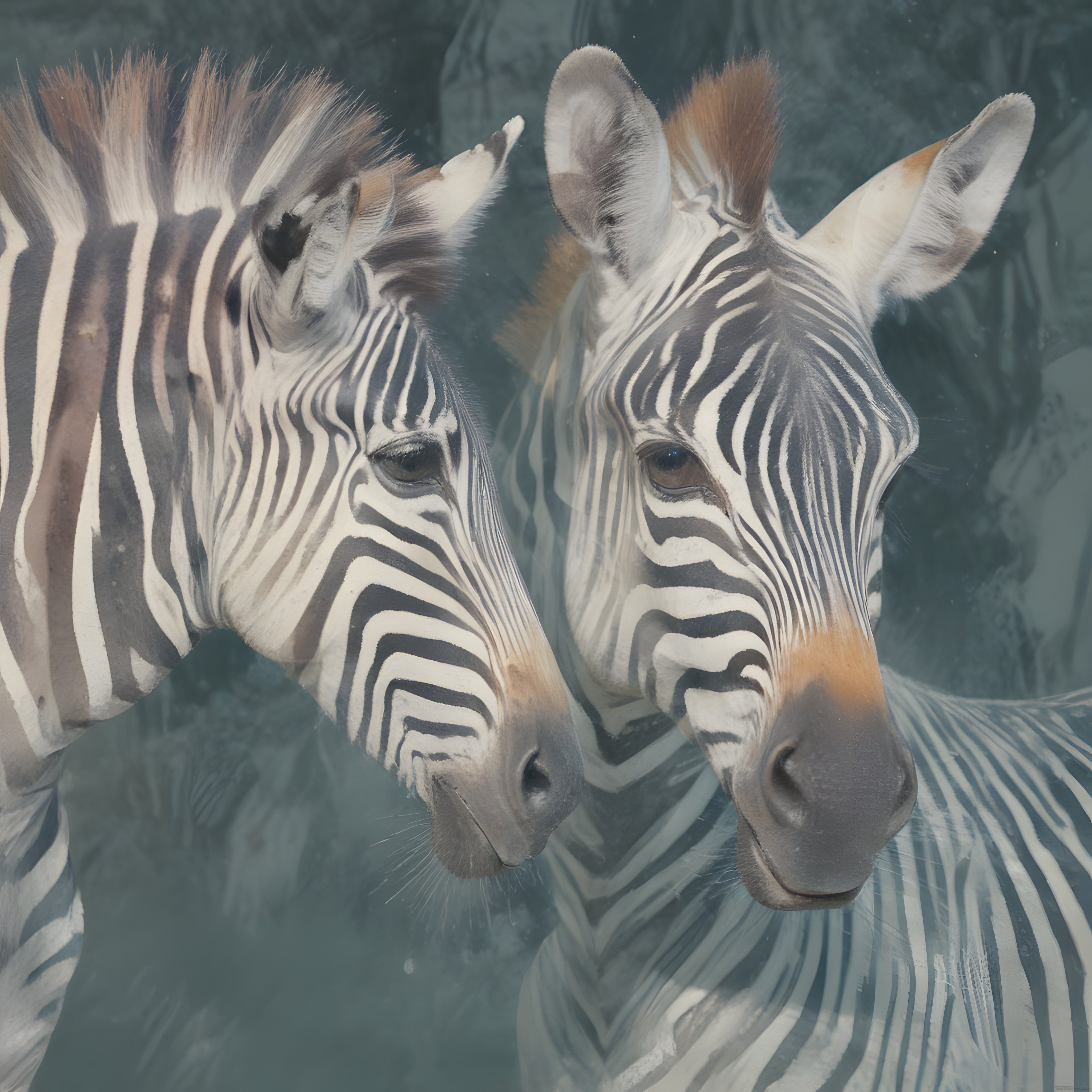 Yan Yana Poz Veren İki Zebra ile Doğanın Eşsiz Siyah Beyaz Güzelliği