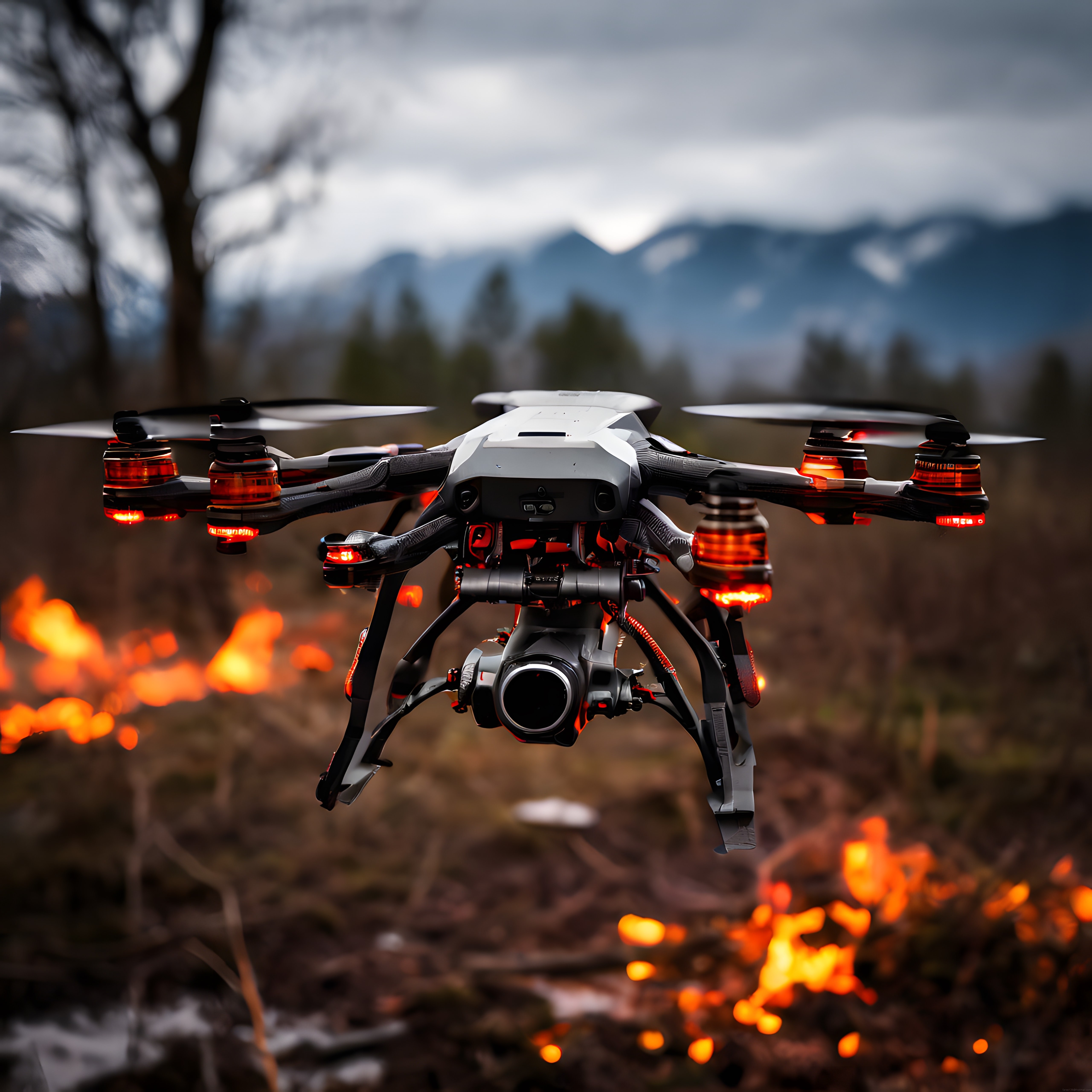 Yangın bölgesinde kameralı drone ile hava gözetim ve izleme operasyonu