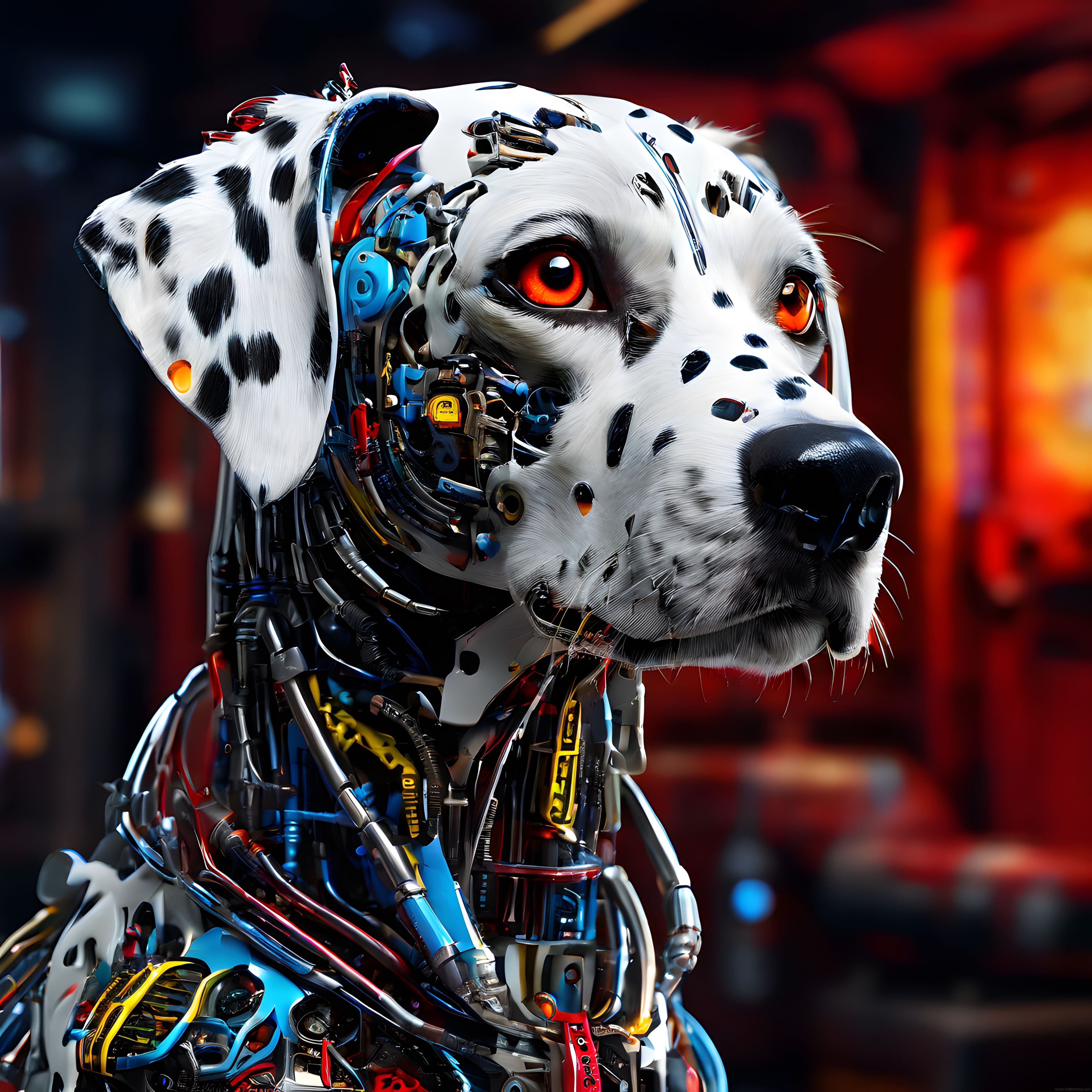Yapay Zeka ve Robotik Teknolojiyle Tasarlanmış Mekanik Köpek Portresi