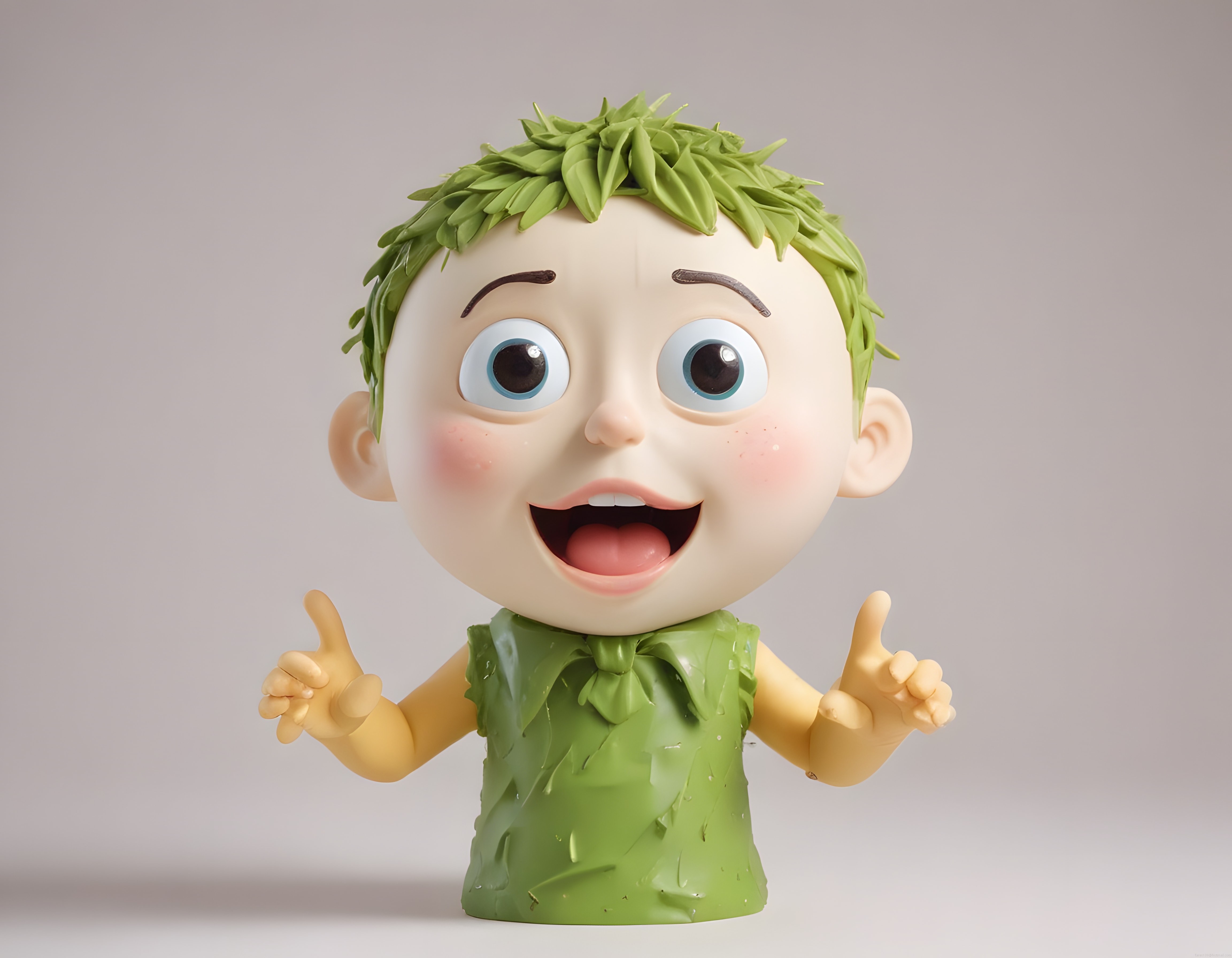 Yapraklardan Saçlı Sevimli 3D Karakter Tasarımı ve Dekoratif Figür
