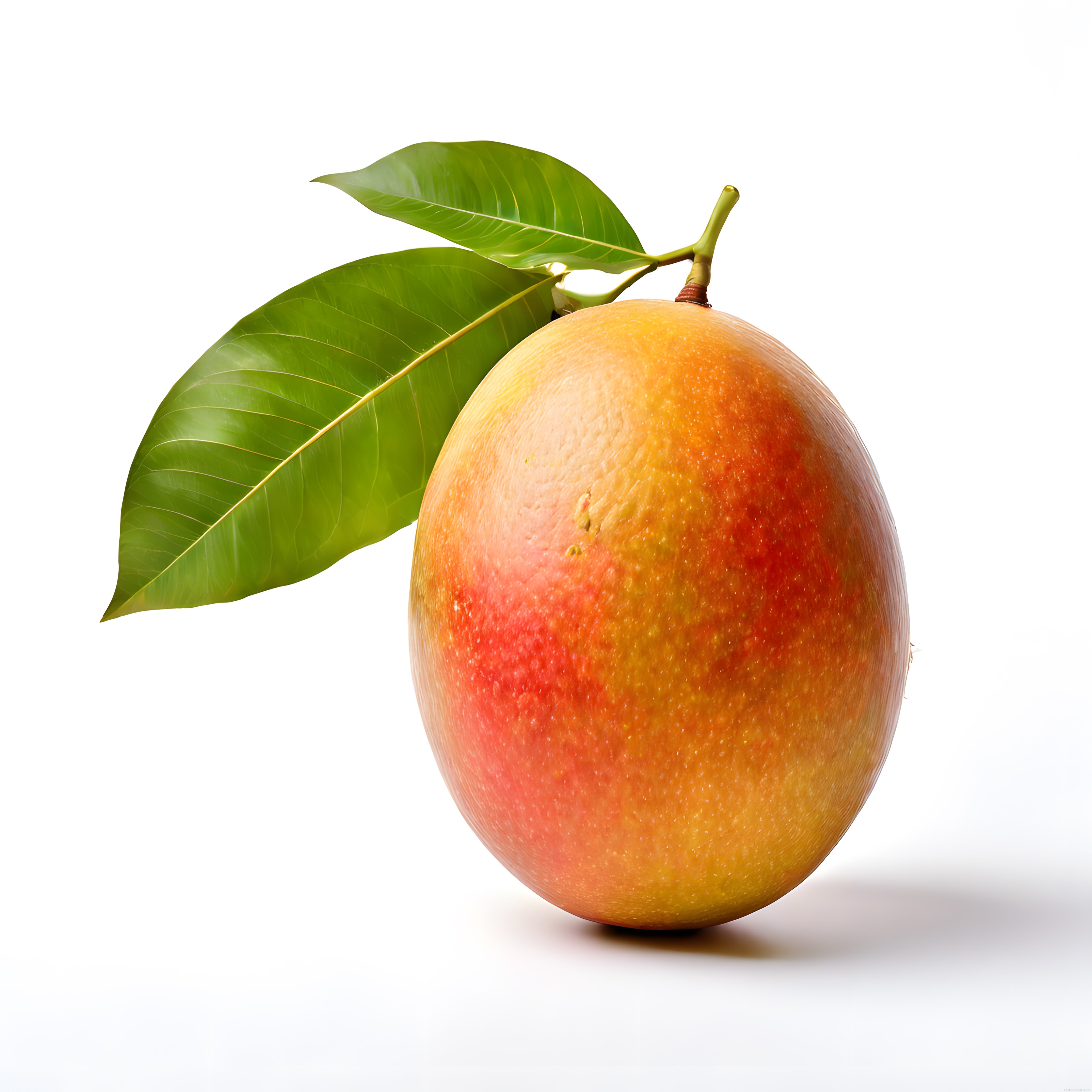 Yapraklarıyla Birlikte Taze Olgun ve Lezzetli Tropikal Mango Meyvesi