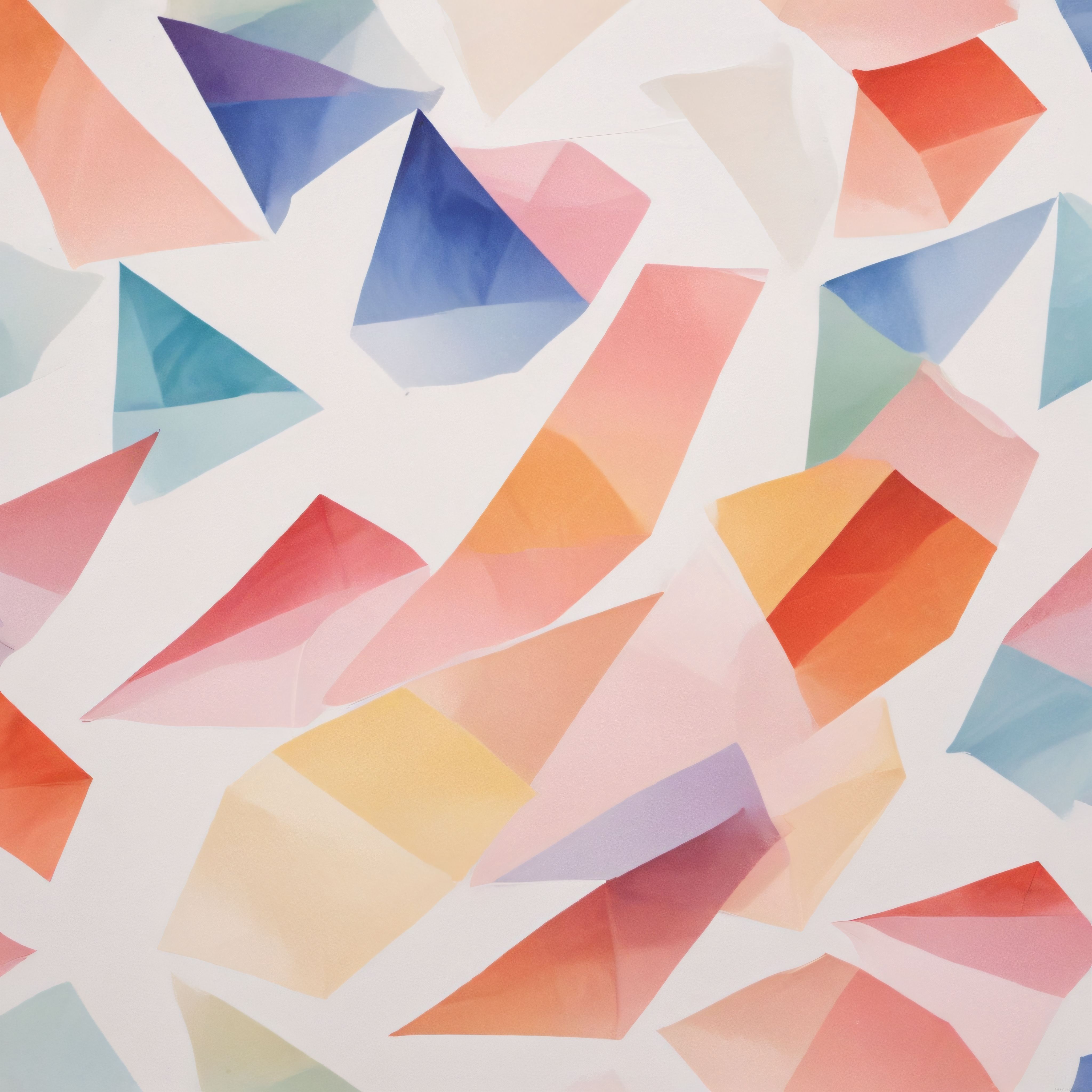 Yarı Saydam Geometrik Şekillerle Oluşan Pastel Renkli Soyut Kağıt Kolajı
