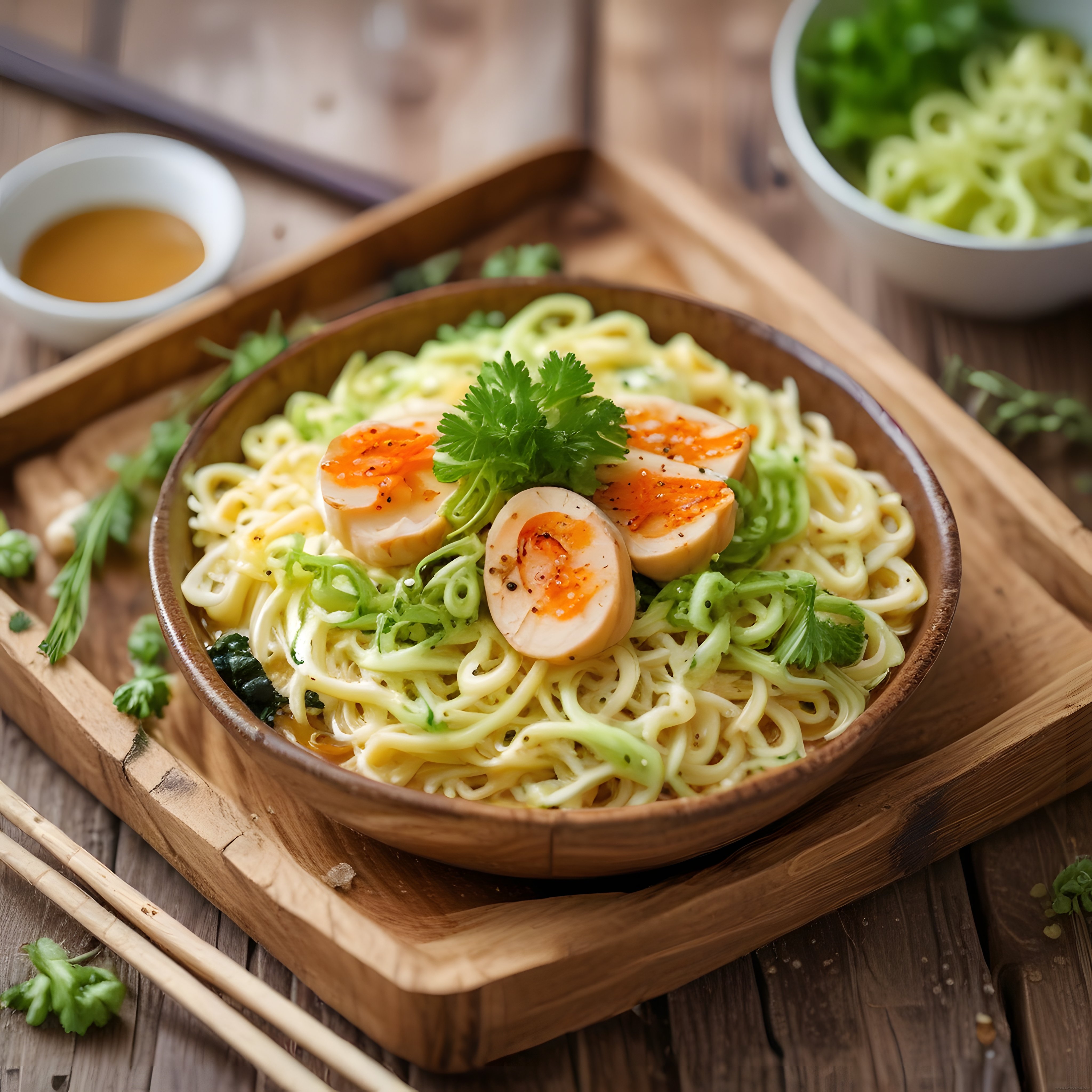 Yarım Pişmiş Yumurtalı ve Kişnişli Noodle Kasesi: Sıcak Asya Lezzeti