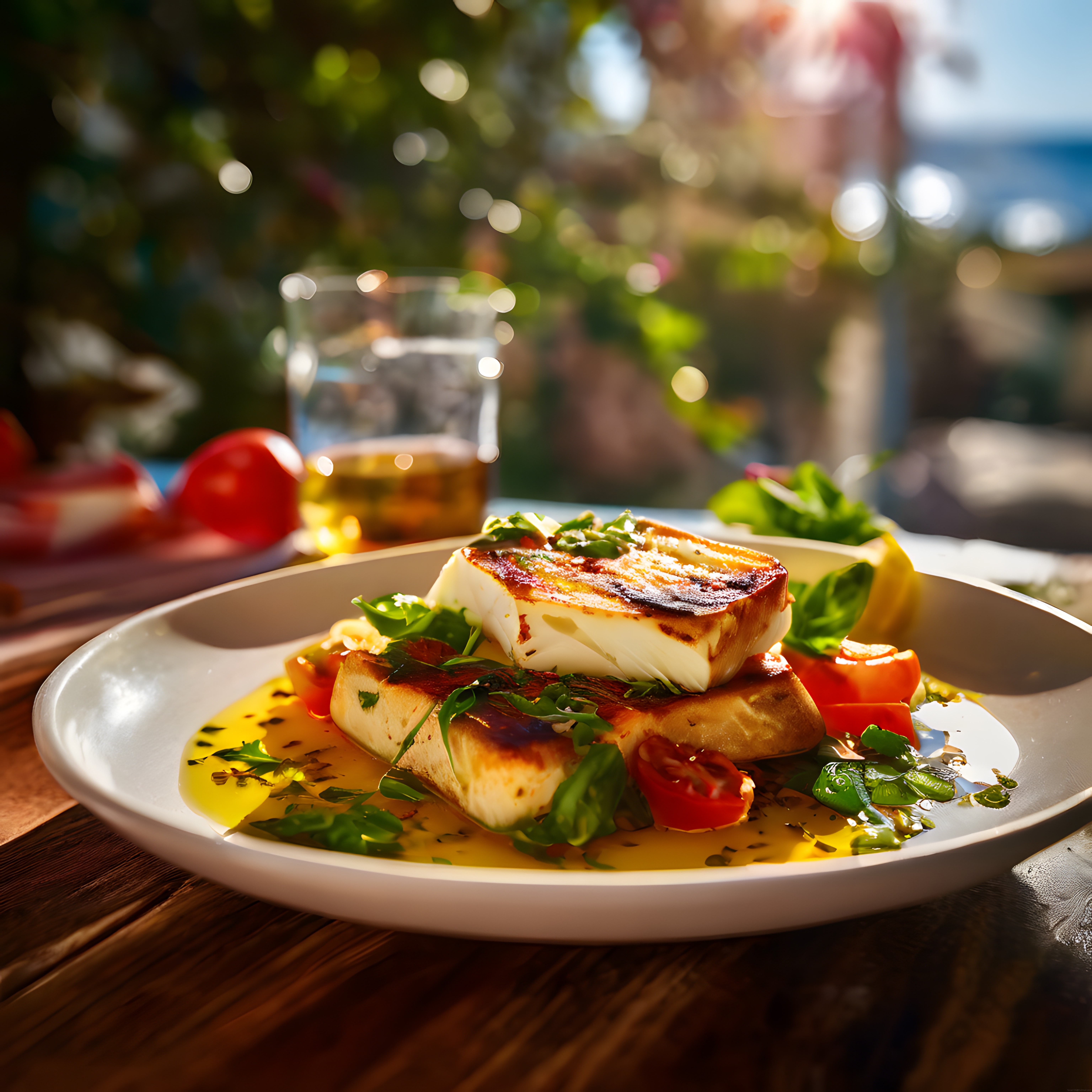 Yaz Akşamında Izgara Hellimli Domates Salatası ile Keyifli Yemek