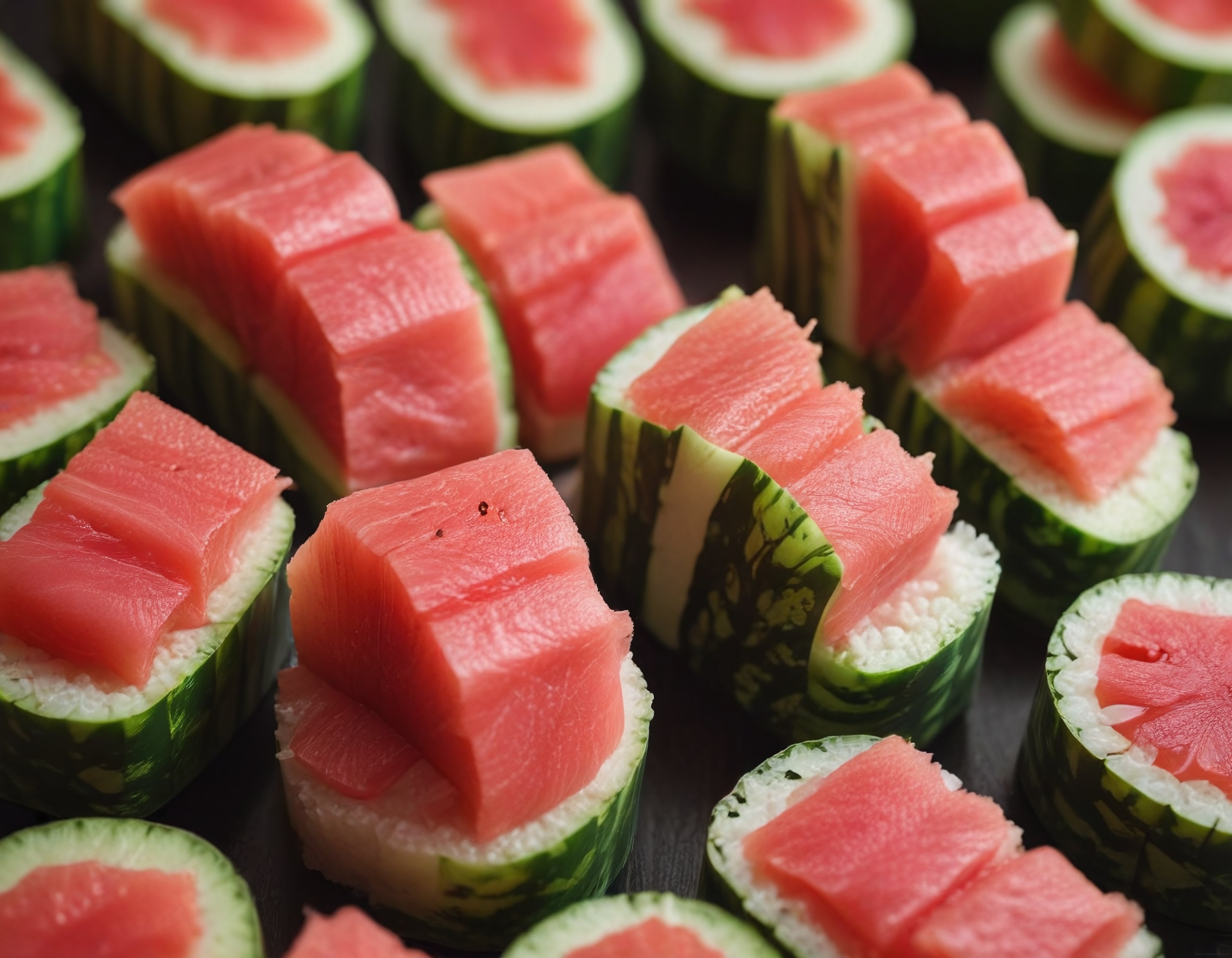 Yazın Serinleten Karpuz ve Ton Balıklı Sushi Tarifi Sunumu