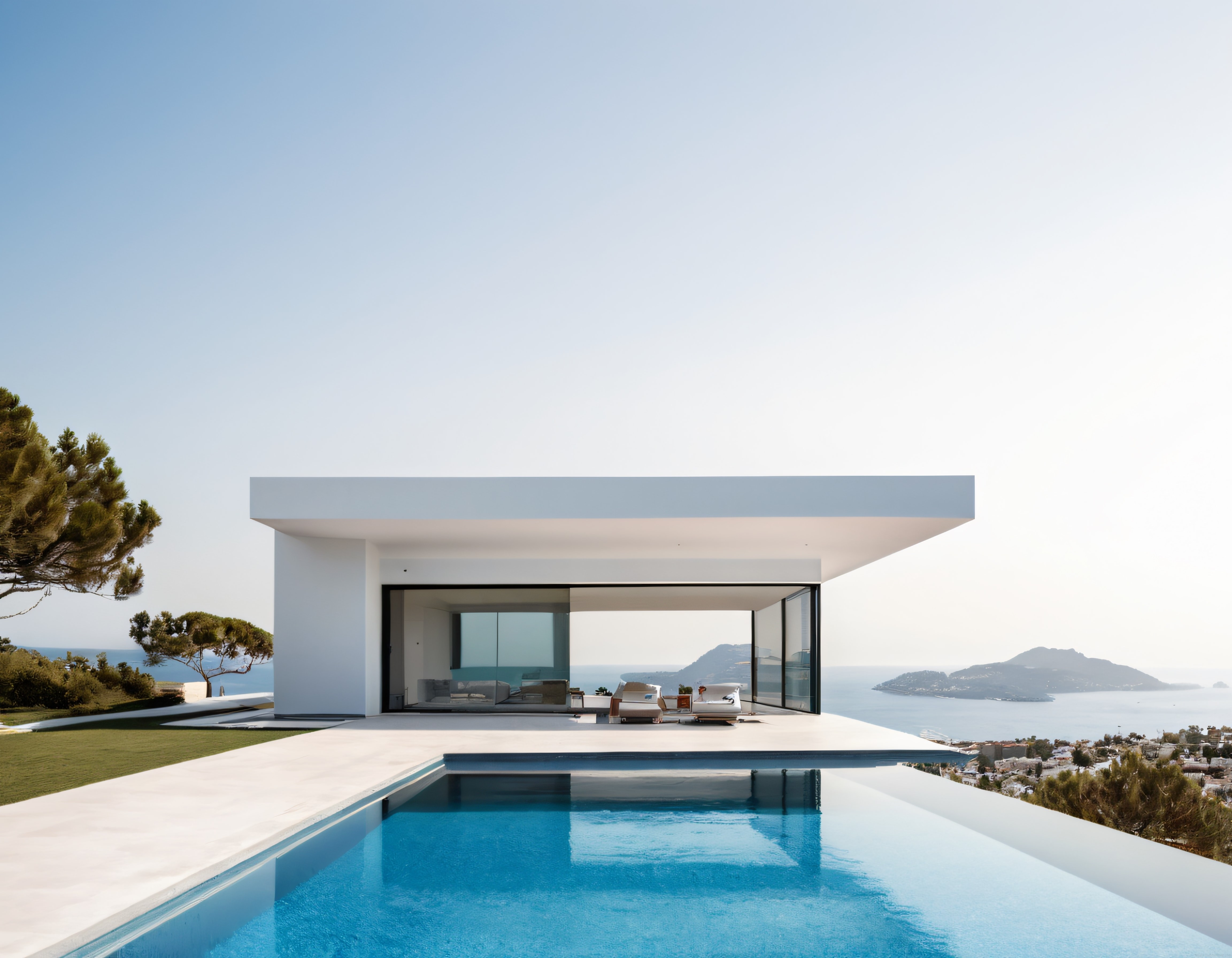 Yemyeşil Doğada Deniz Manzaralı Modern Villa ve Sonsuzluk Havuzu