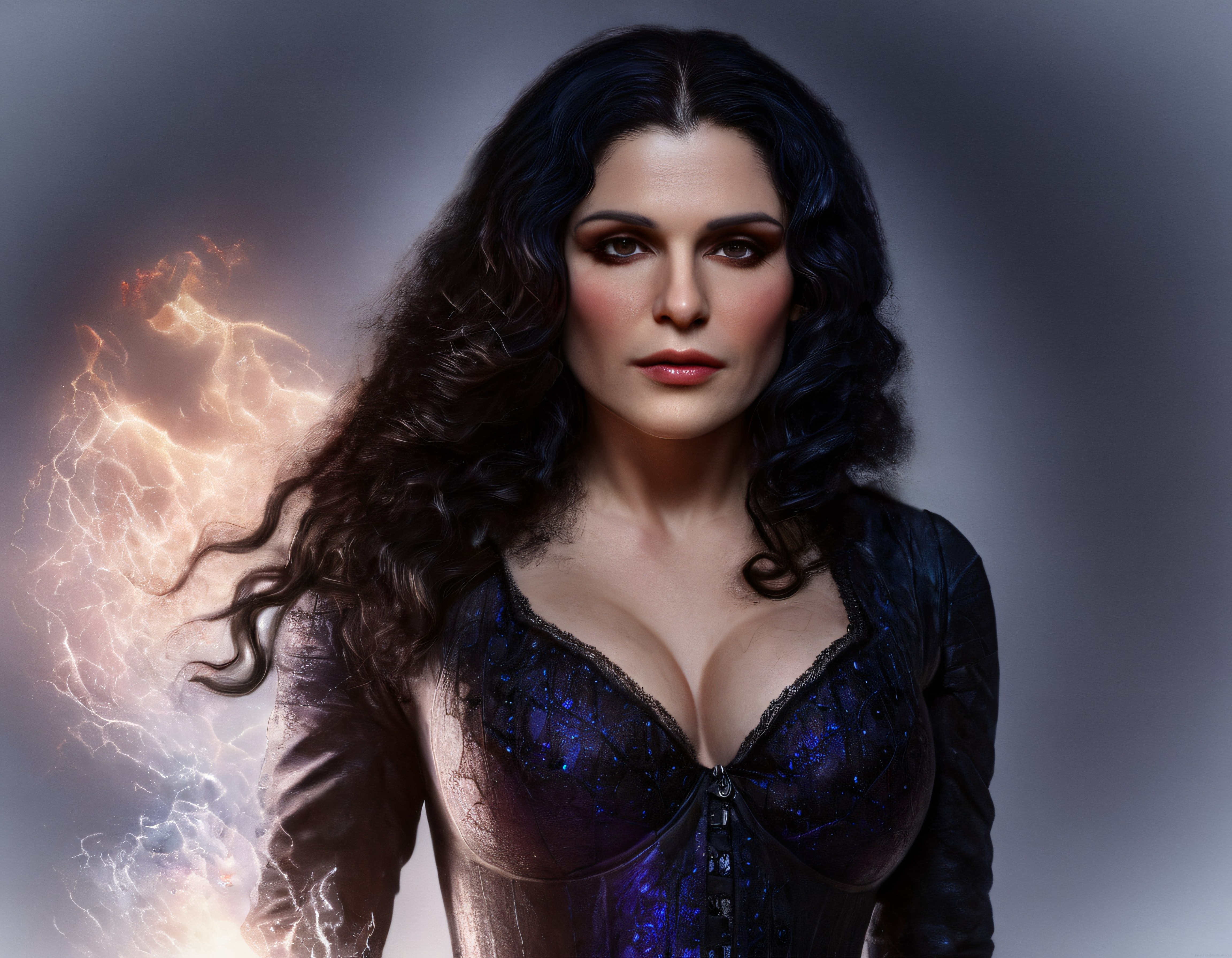 Yennefer İlhamlı Fantastik Büyücü Portresi ve Sihirli Enerji
