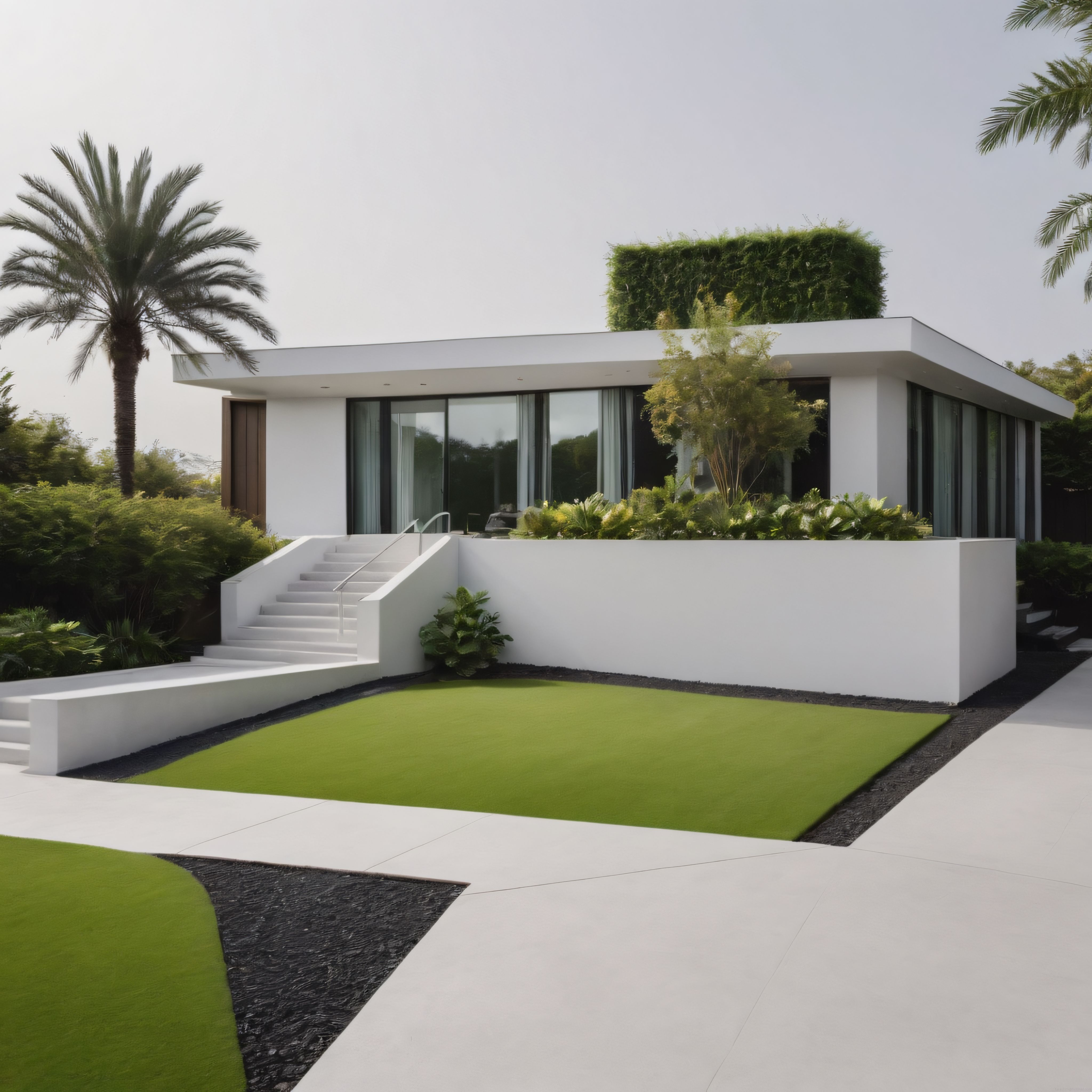 Yerden tavana uzanan cam panelleriyle sade ve lüks modern villa tasarımı