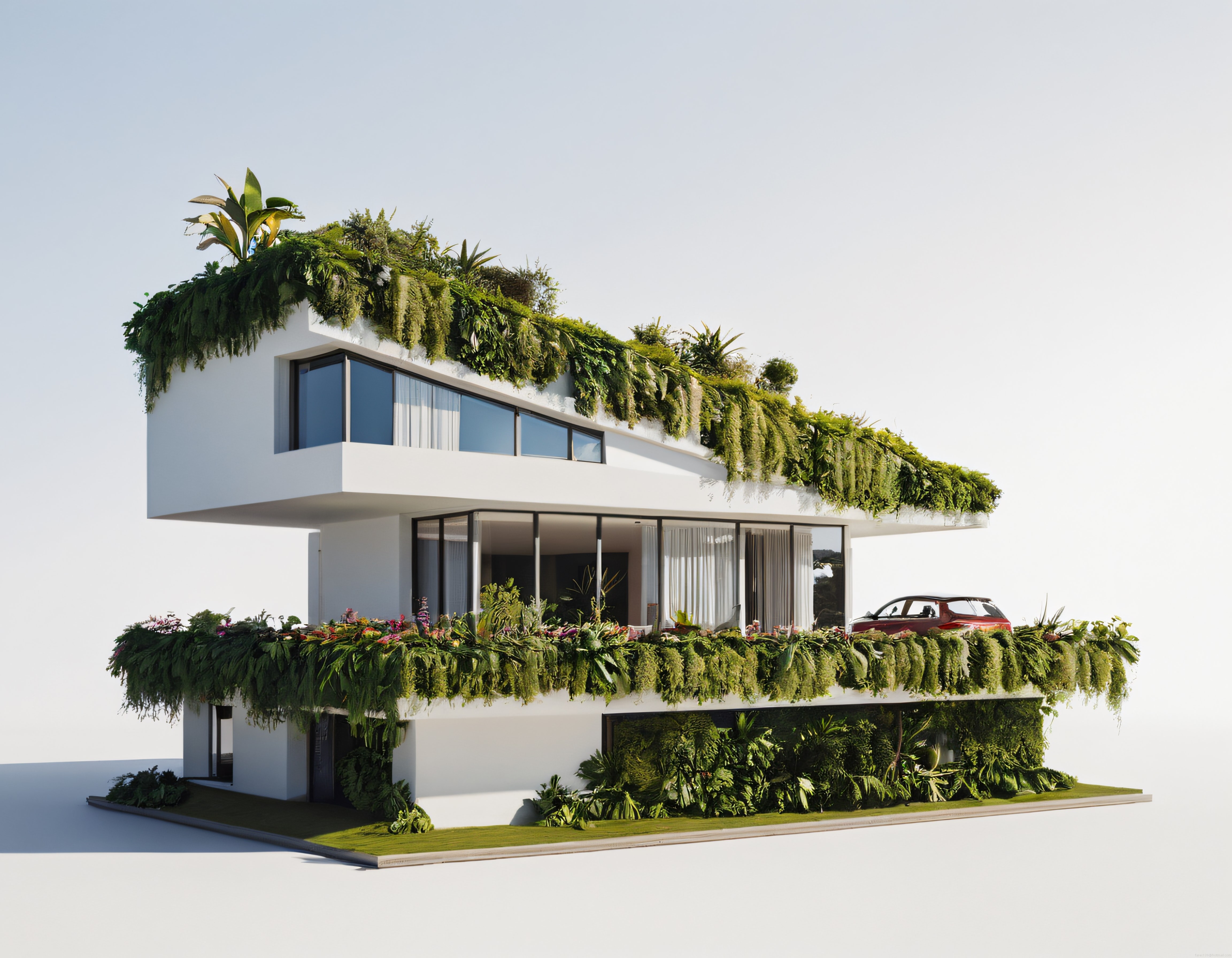 Yeşil Bitkilerle Çevrili Modern ve Sürdürülebilir Mimari Villa Tasarımı