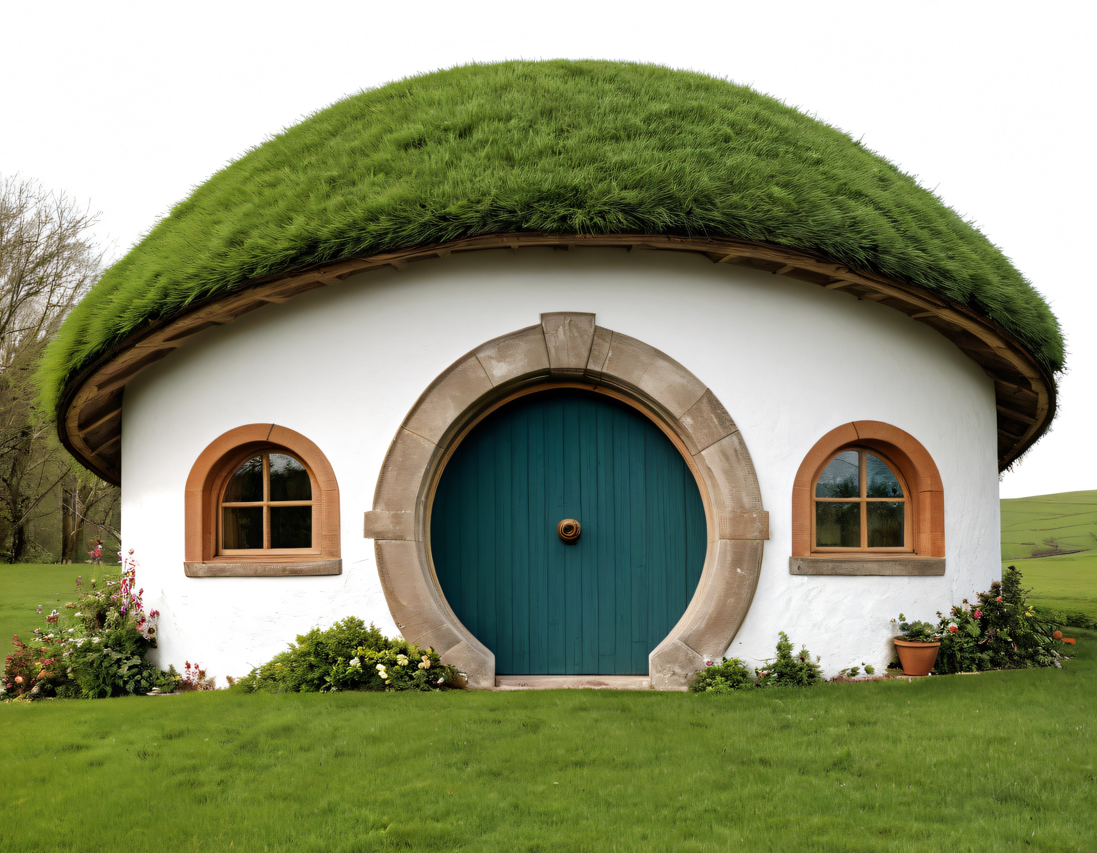 Yeşil Çim Çatılı Masalsı Hobbit Evi ve Sürdürülebilir Doğal Yaşam Alanı