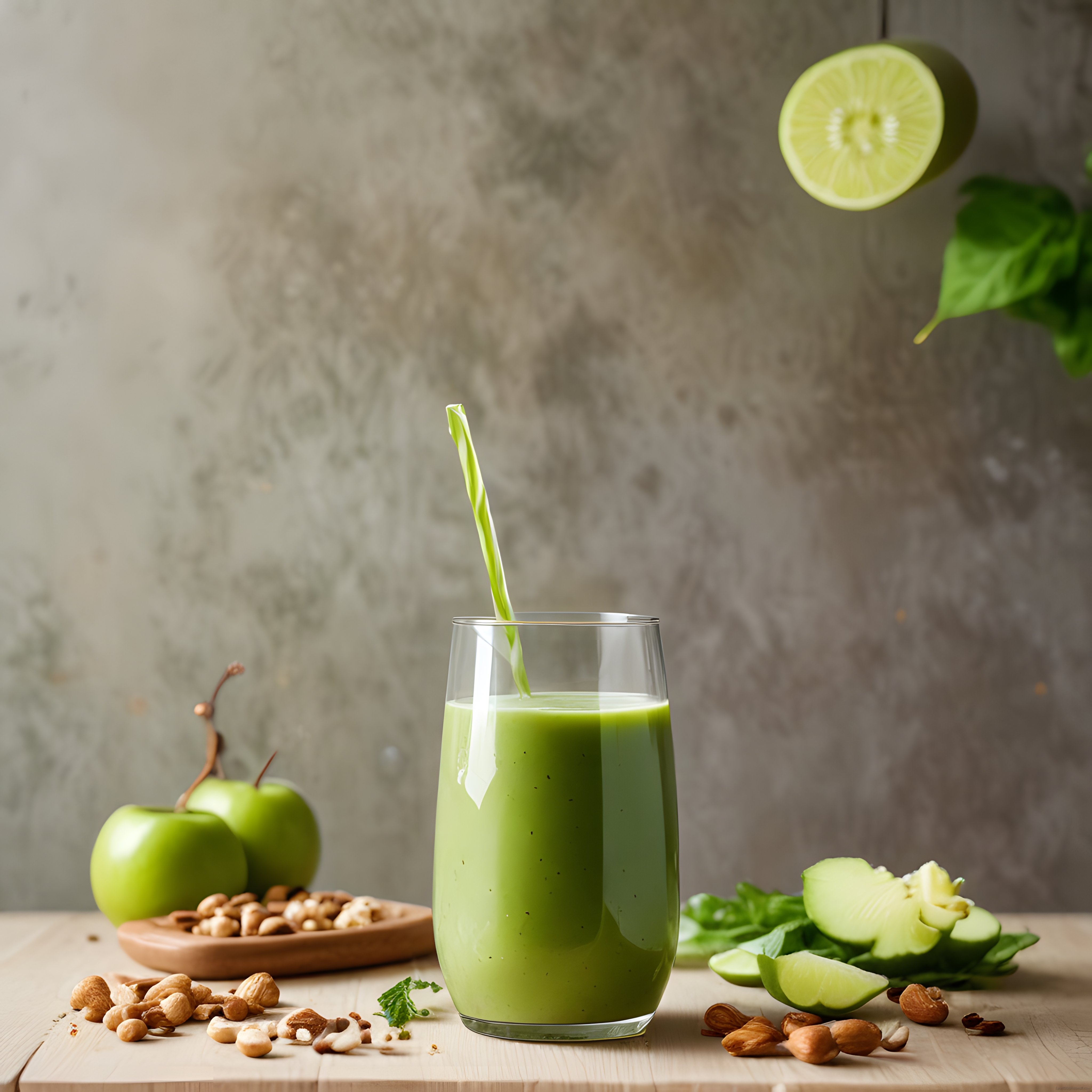 Yeşil Detoks Smoothie: Ispanaklı Elmalı Sağlıklı Vegan İçecek Sunumu