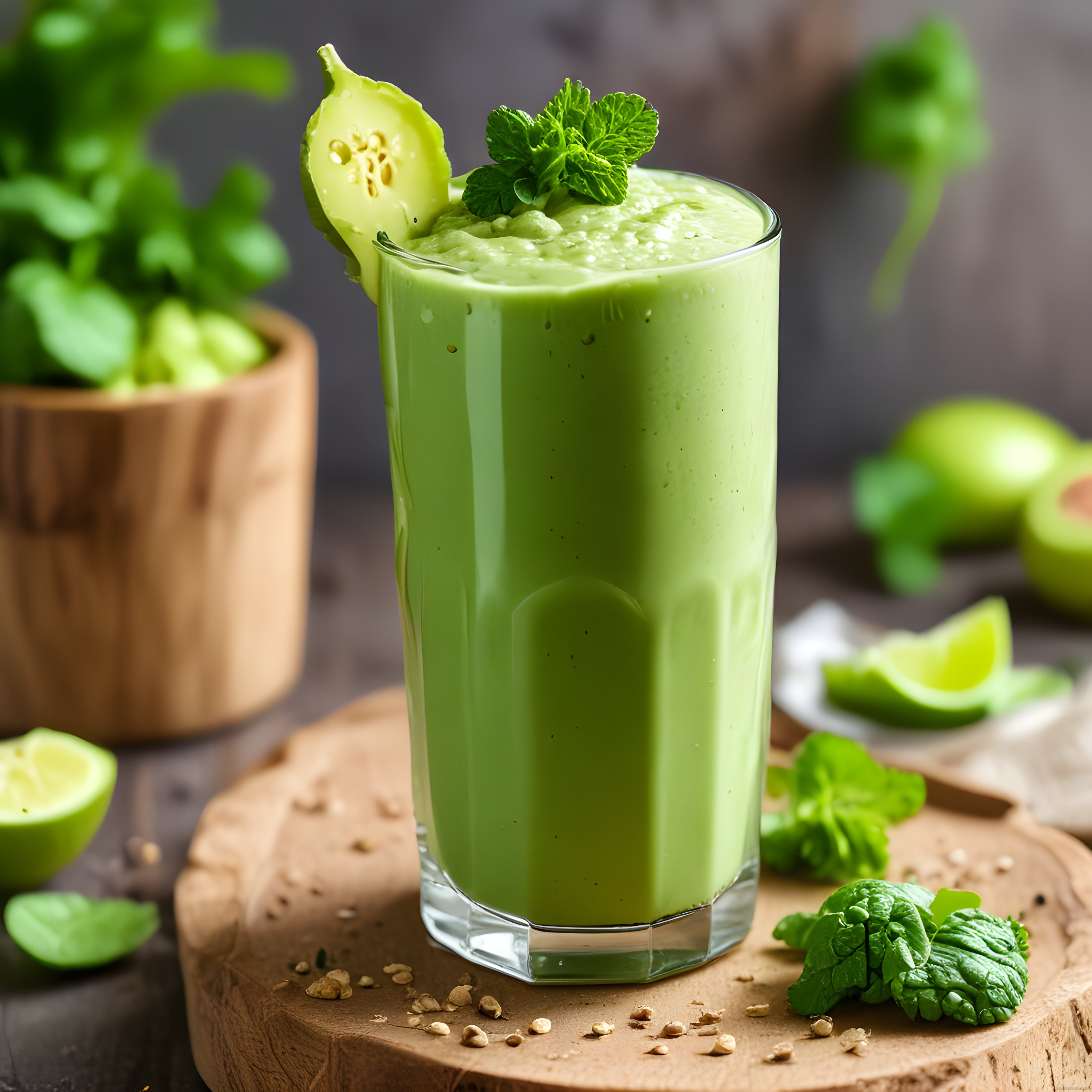 Yeşil Detoks Smoothie: Salatalık, Nane ve Avokadolu Sağlıklı İçecek