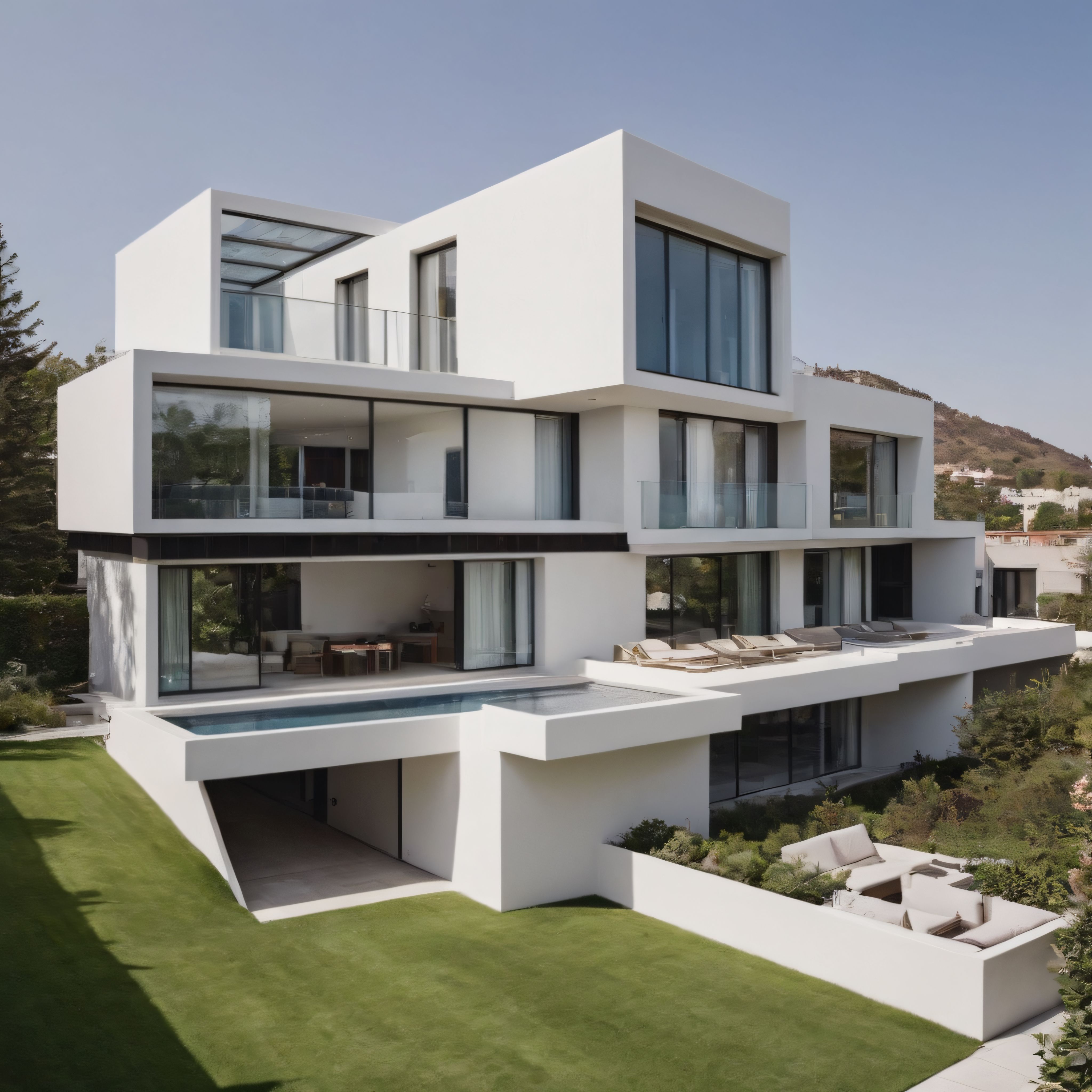 Yeşil Doğa İçinde Cam ve Betondan Oluşan Modern Minimalist Villa Tasarımı