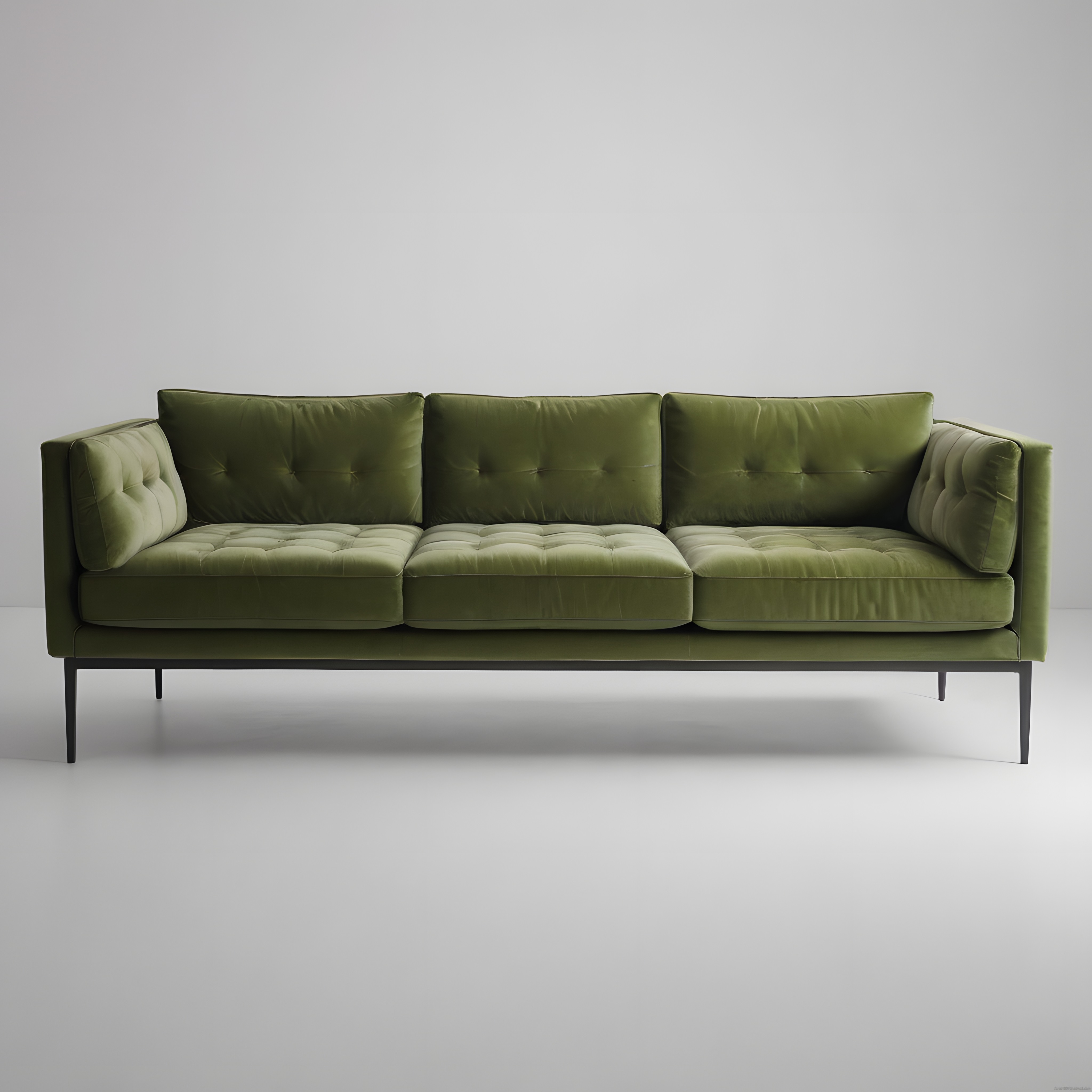 Yeşil Kadife Üçlü Kanepe ile Minimalist Ev Dekorasyonu Fikirleri