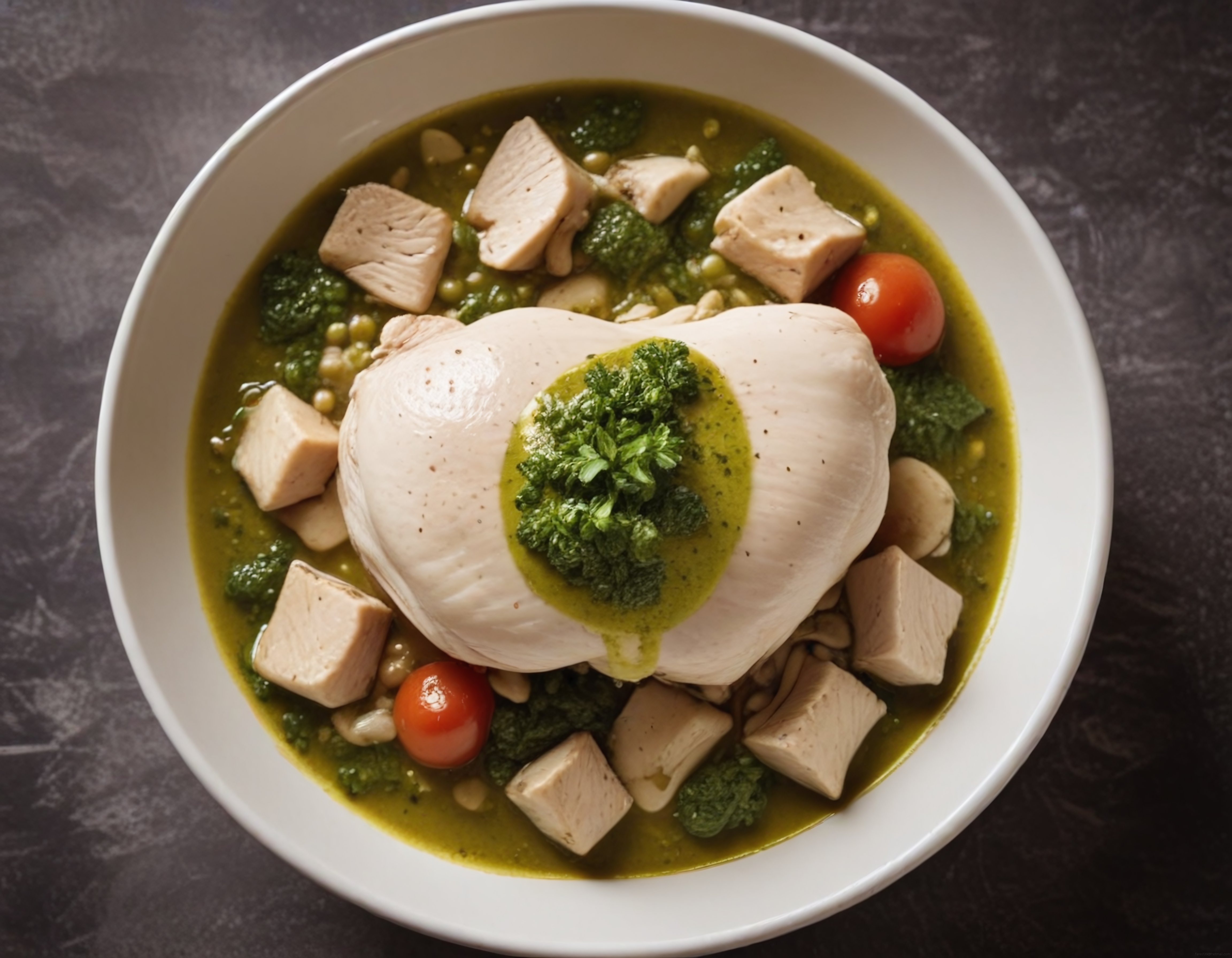 Yeşil Pesto Soslu Tavuklu Poşe Yumurtalı Protein Kasesi Tarifi