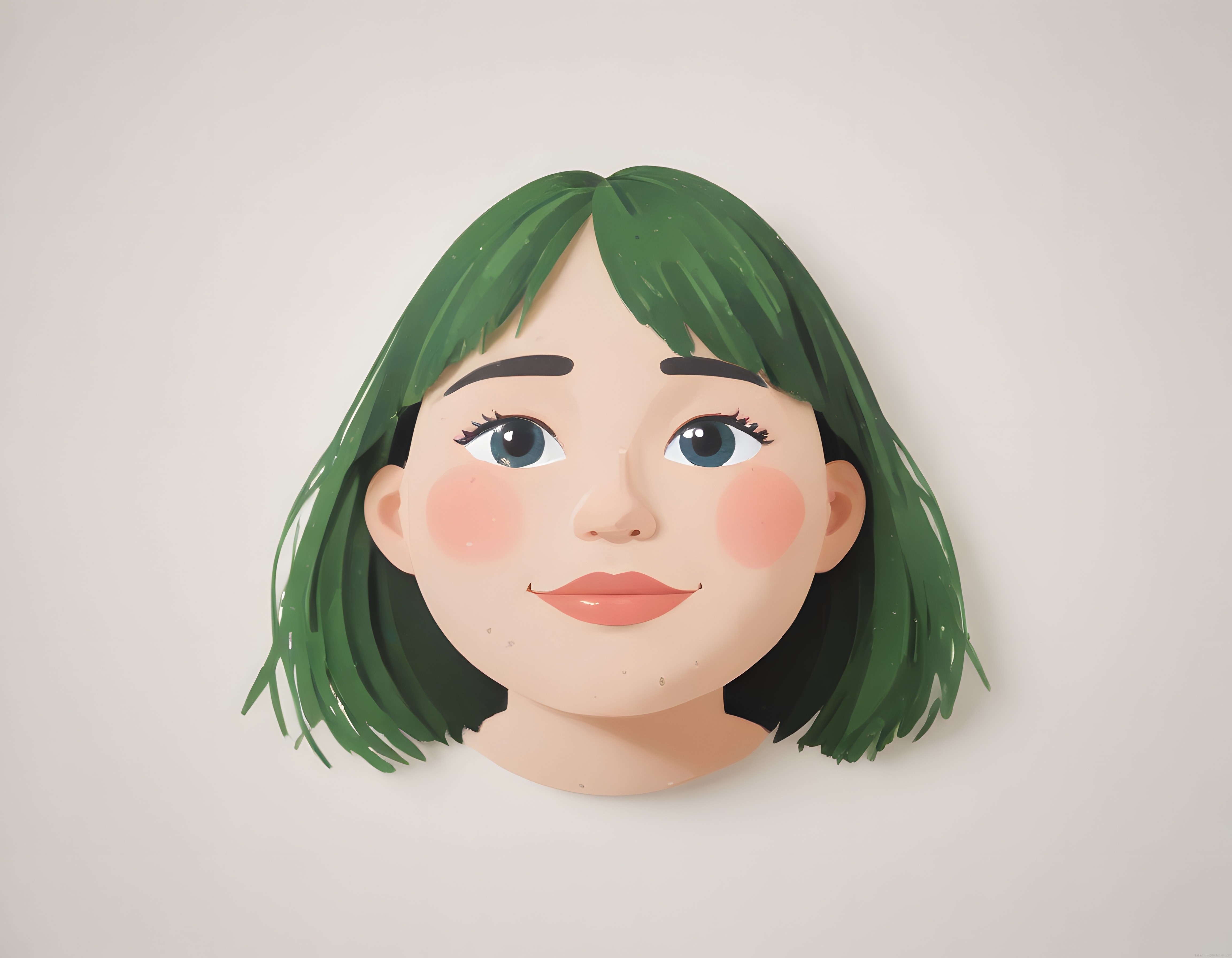 Yeşil Saçlı Anime Tarzı 3D Karakter Portresi ve Dijital İllüstrasyon Sanatı