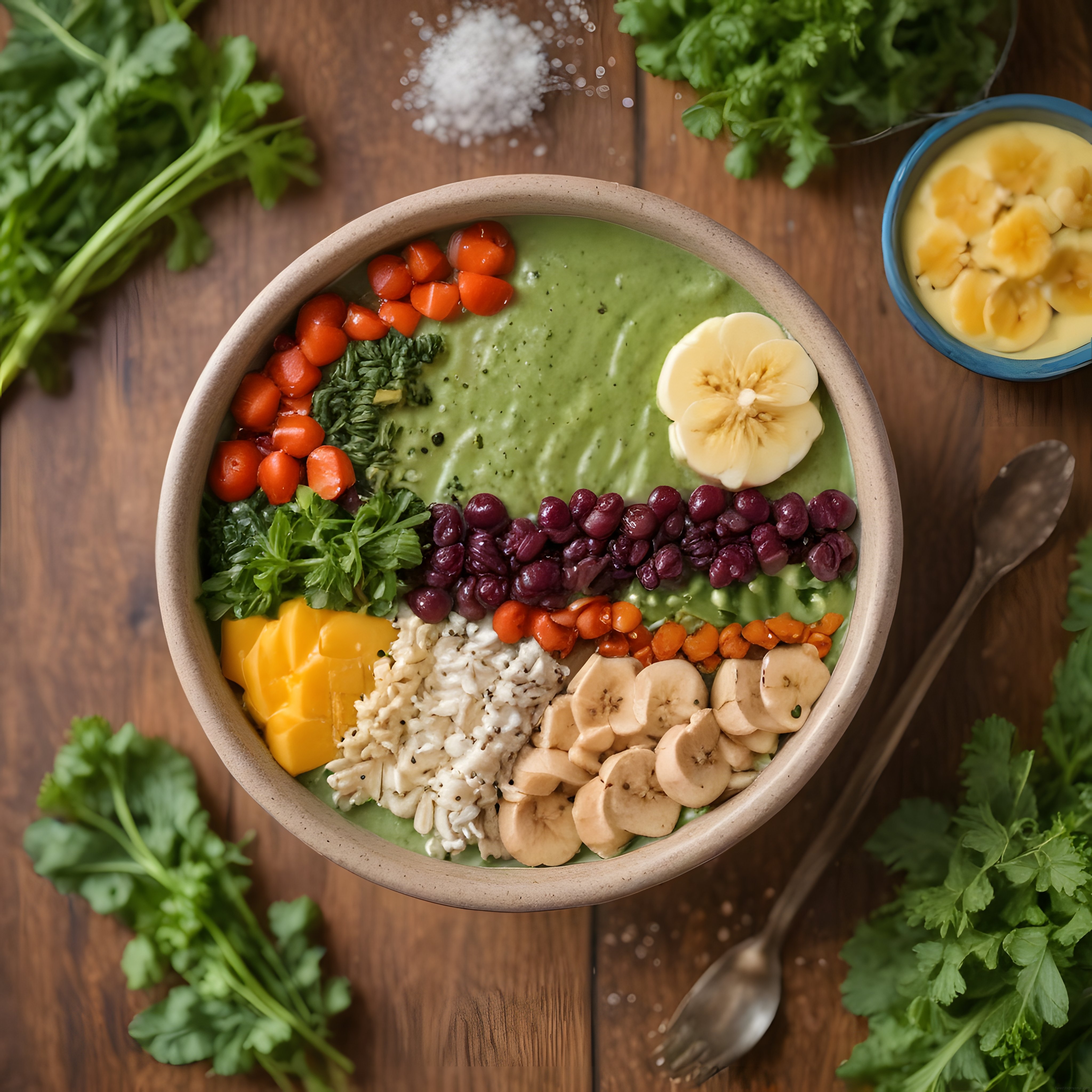 Yeşil Smoothie Bowl: Tropikal Meyveli ve Süper Gıdalı Vegan Kahvaltı Kasesi