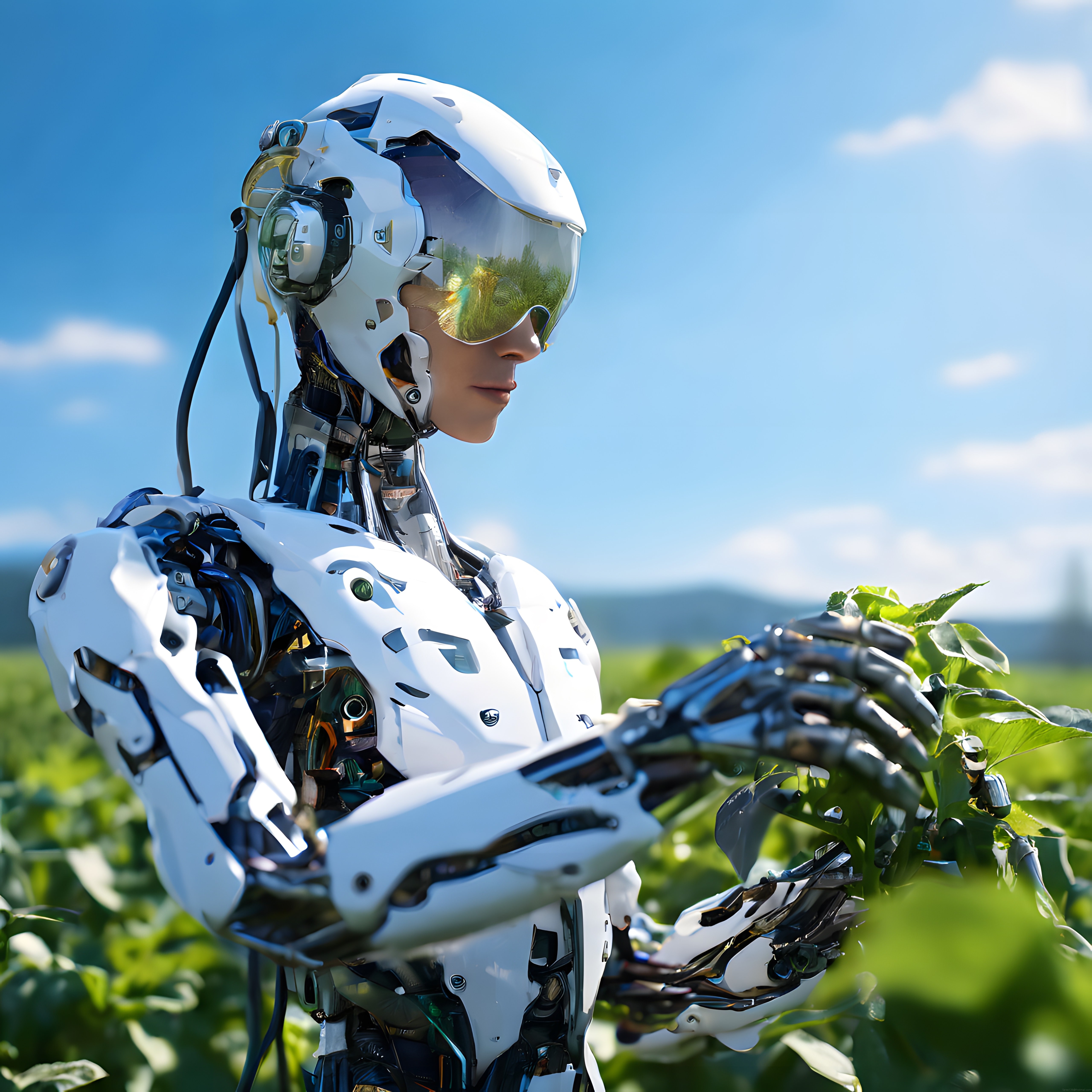 Yeşil Tarlada İnsansı Robot: Geleceğin Çevre Dostu Teknolojisi