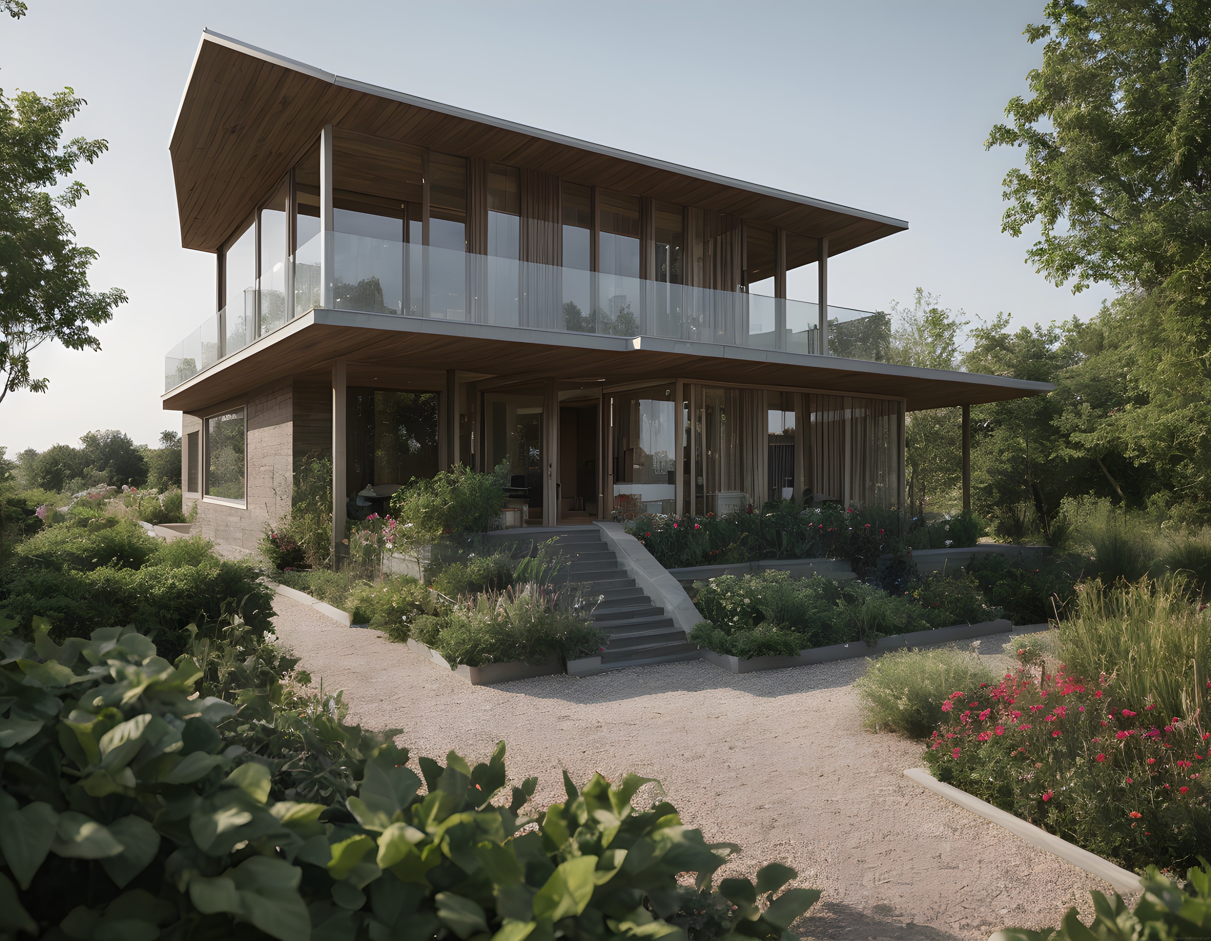 Yeşilin İçinde Cam ve Ahşap Detaylarla Tasarlanmış Modern Sürdürülebilir Villa