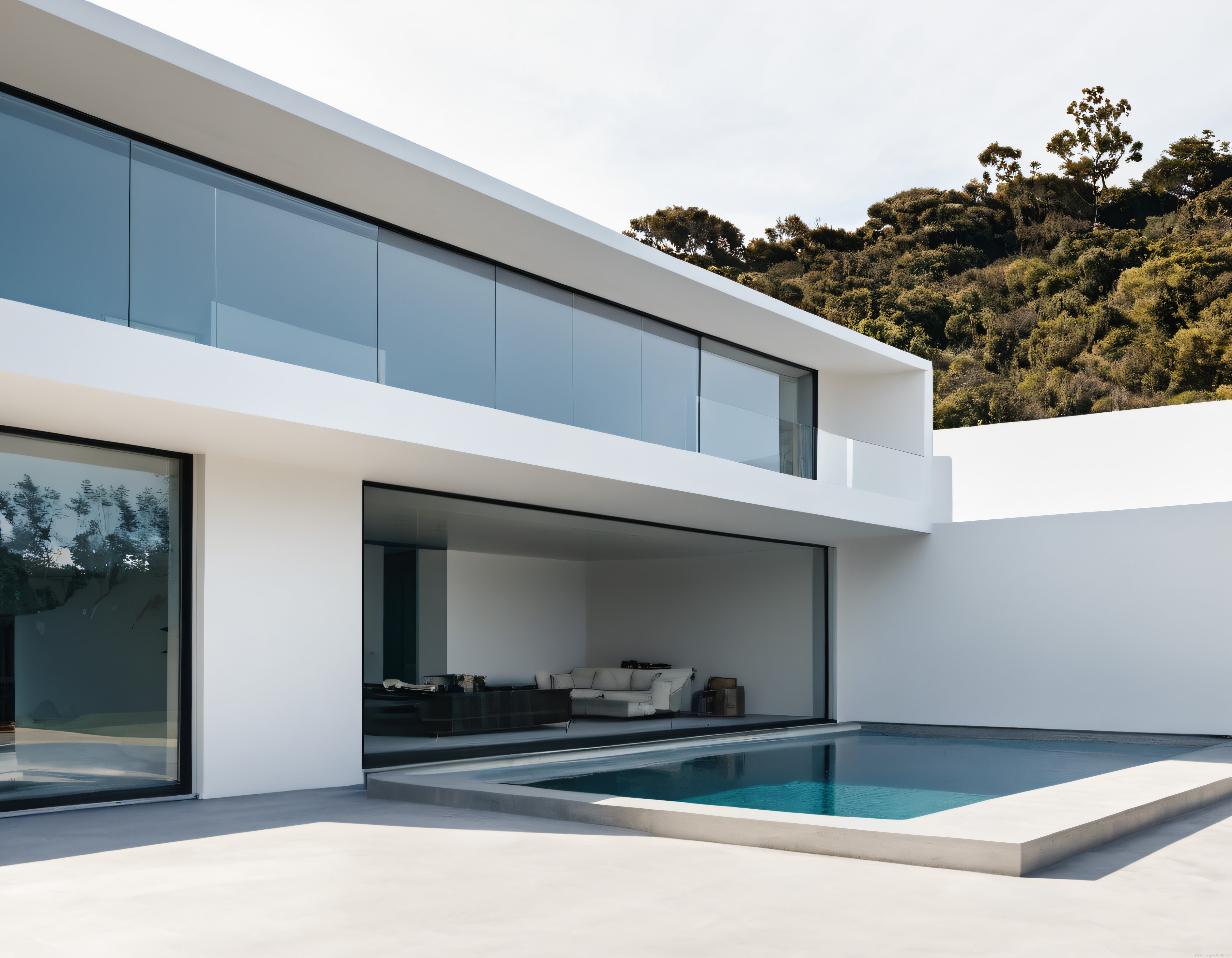 Yeşillikler İçinde Modern Beyaz Villa ve Sonsuzluk Havuzlu Lüks Mimari