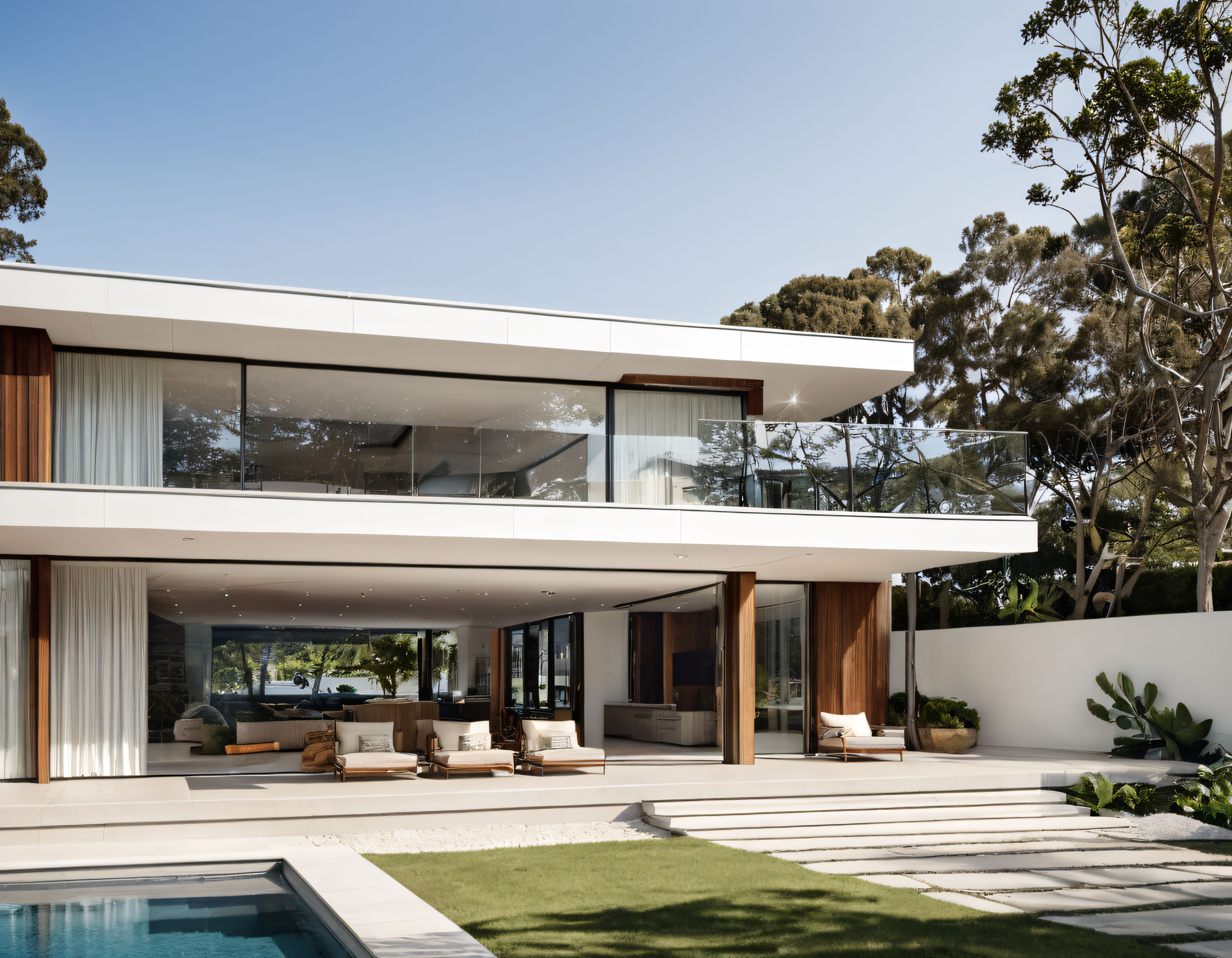 Yeşillikler İçinde Sıradışı Cam Cepheli Lüks Modern Villa Tasarımı