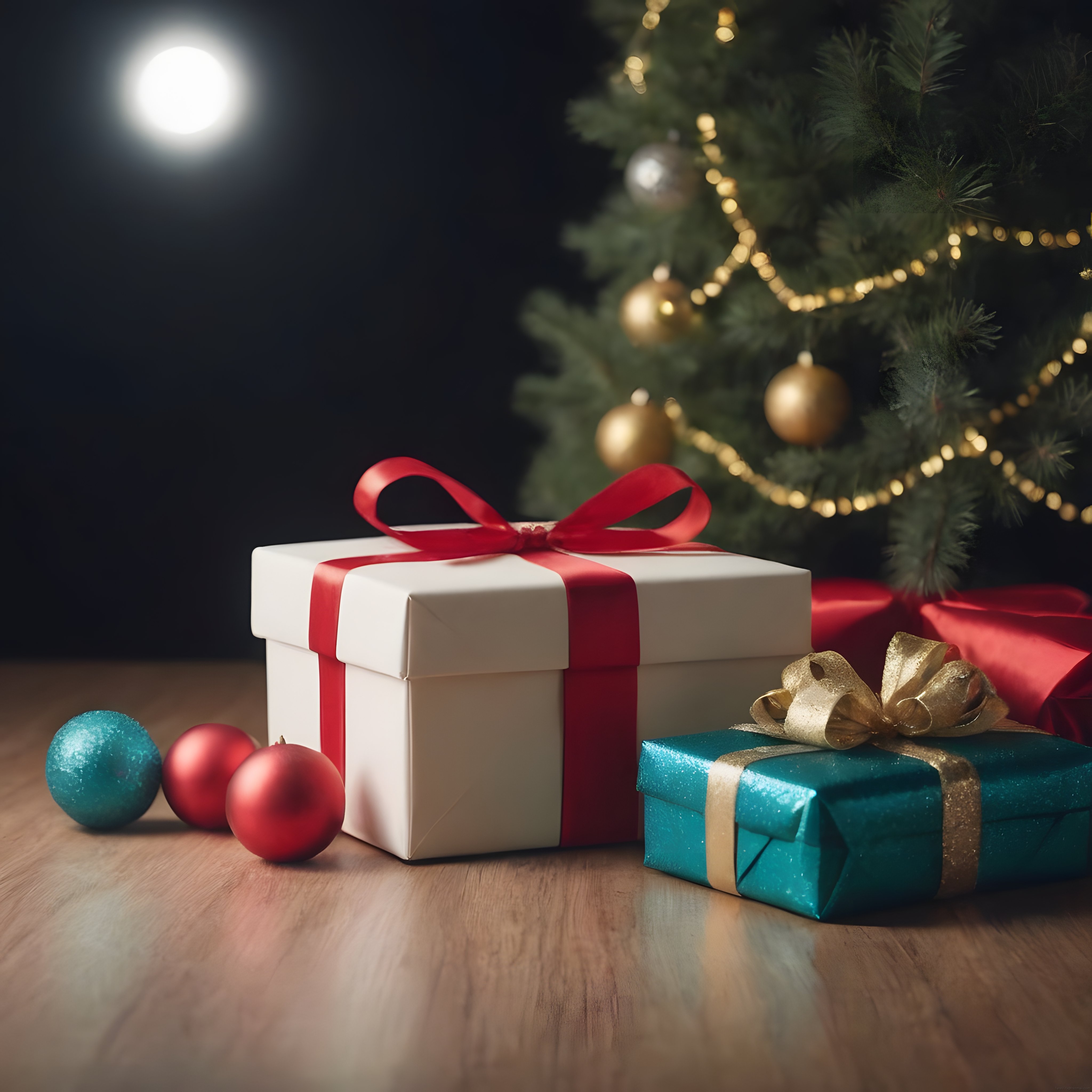 Yılbaşı Gecesinde Çam Ağacı Altına Bırakılmış Özenle Paketlenmiş Hediye Kutuları Yılbaşı Gecesinde Çam Ağacı Altına Bırakılmış Özenle Paketlenmiş Hediye Kutuları