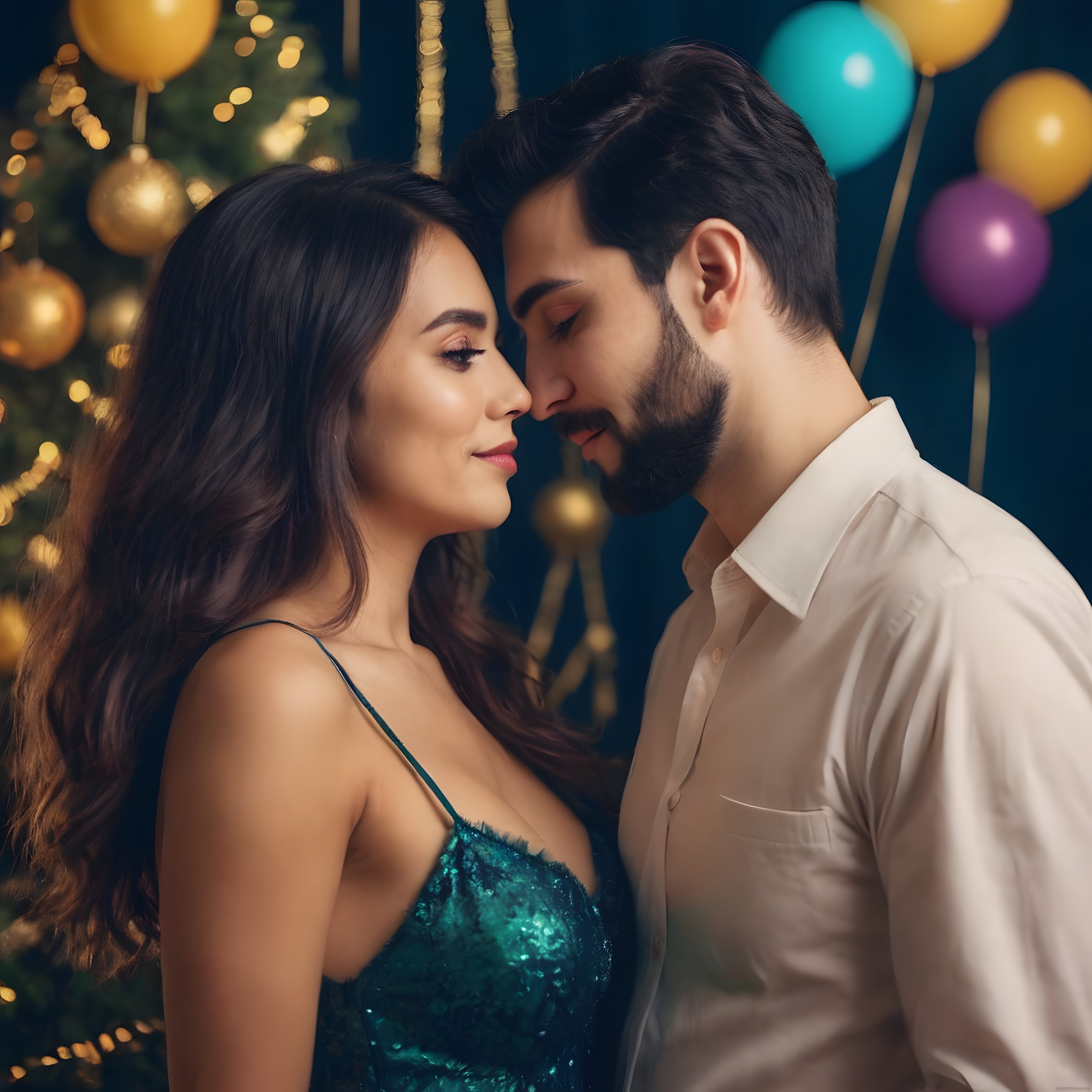 Yılbaşı Partisinde Romantik Anda Göz Gözeye Gelen ve Birbirine Sarılan Çift