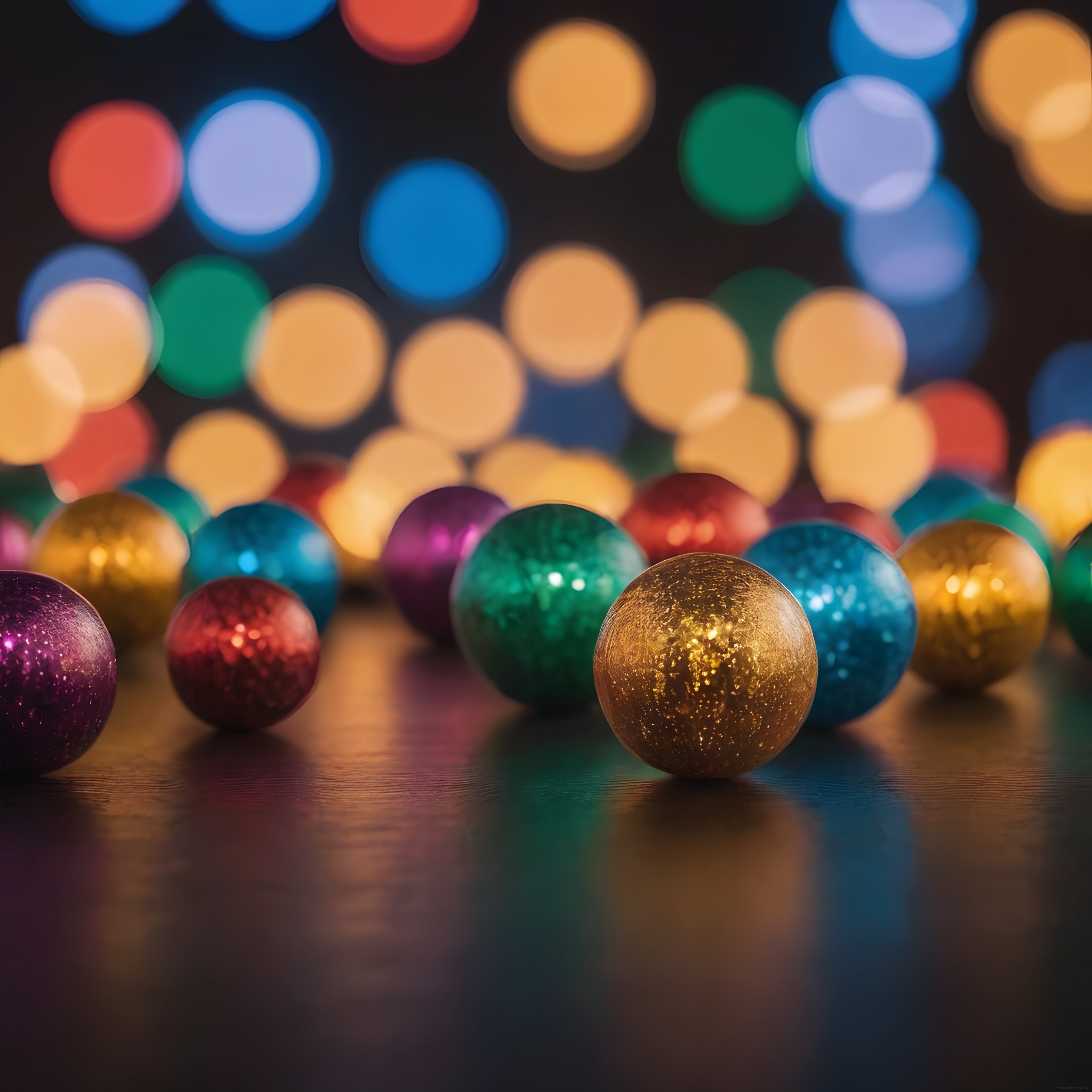 Yılbaşı Süs Topları ve Sıcak Renkli Bokeh Işıklarla Festive Arka Plan